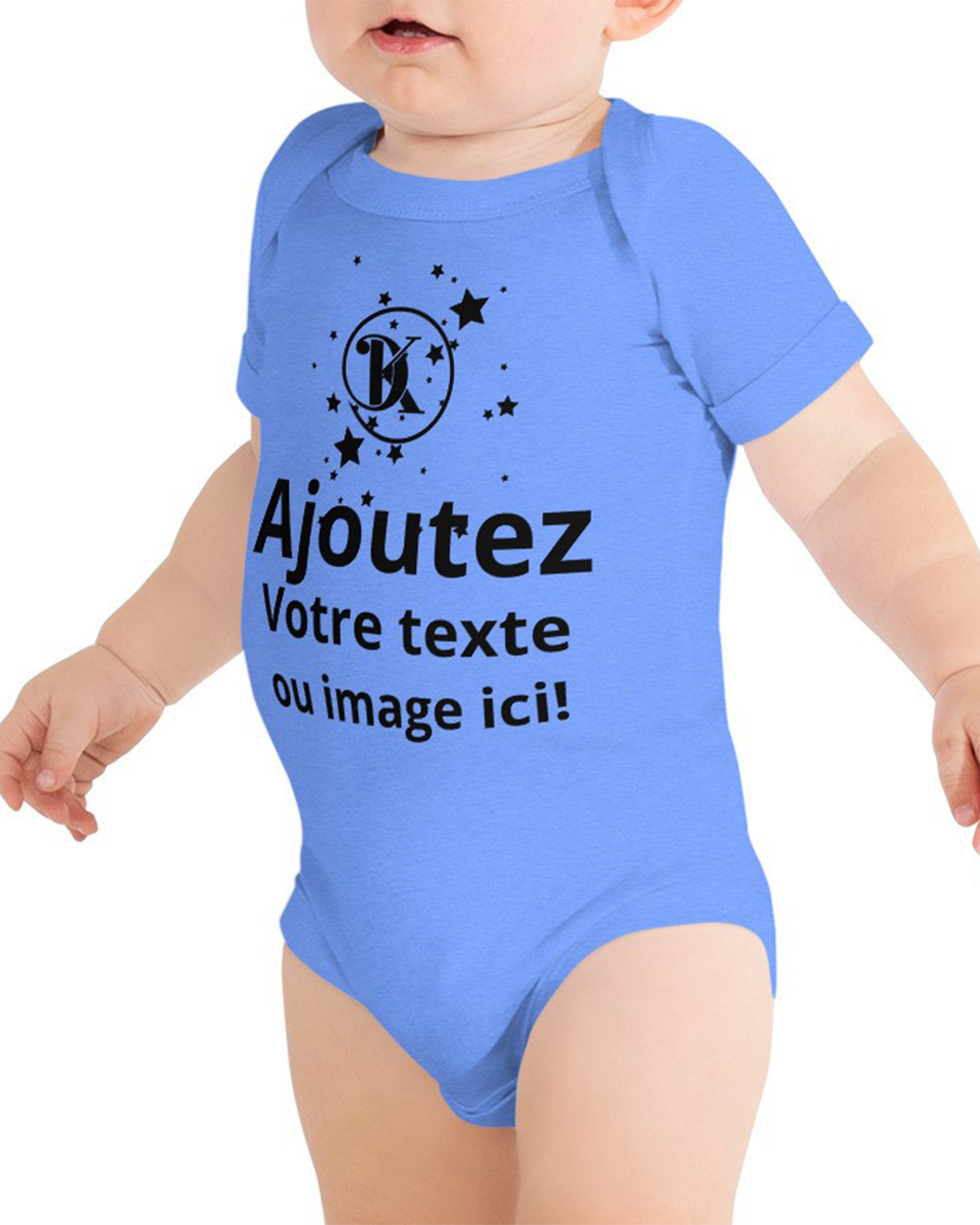 Body bébé tendance et personnalisable bleu azur chiné - Acajou#couleur_bleu azur chiné