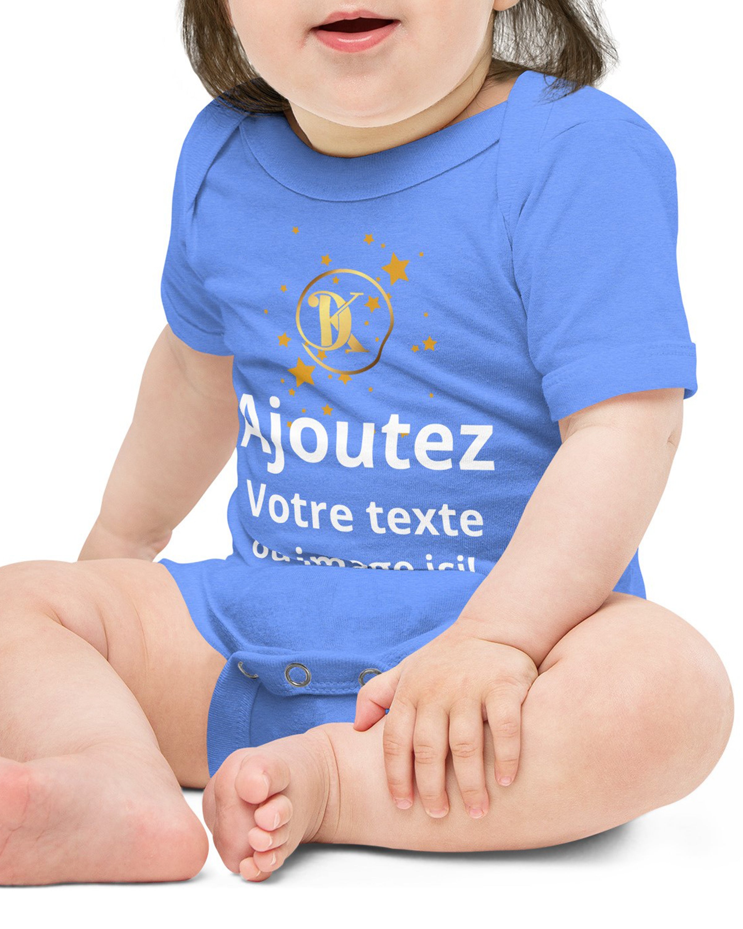 Body bébé tendance et personnalisable bleu azur chiné - Goyave#couleur_bleu azur chiné