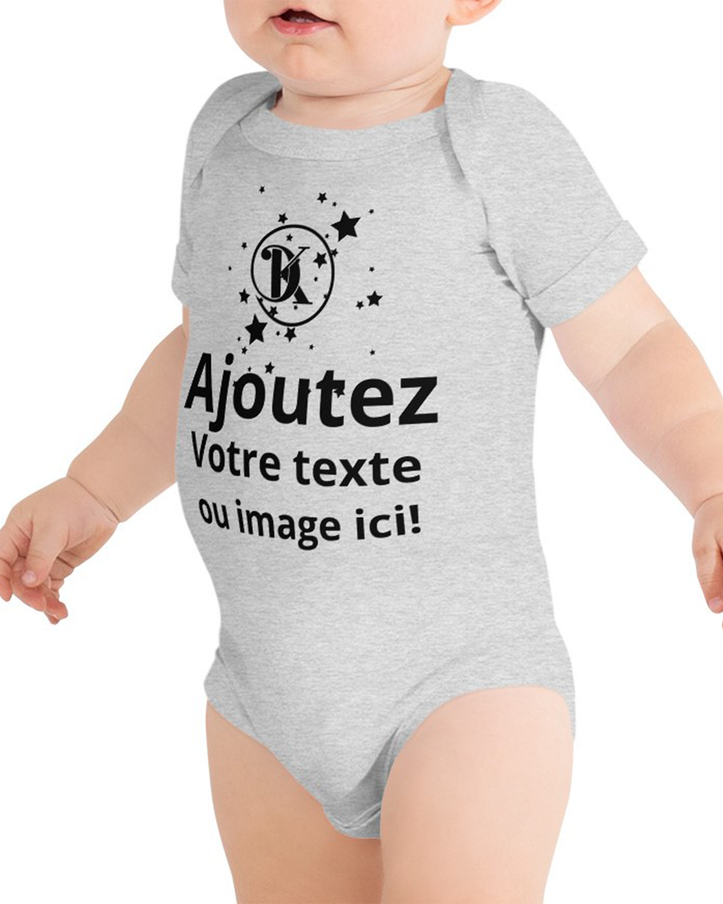 Body bébé tendance et personnalisable gris chiné - Acajou#couleur_gris chiné
