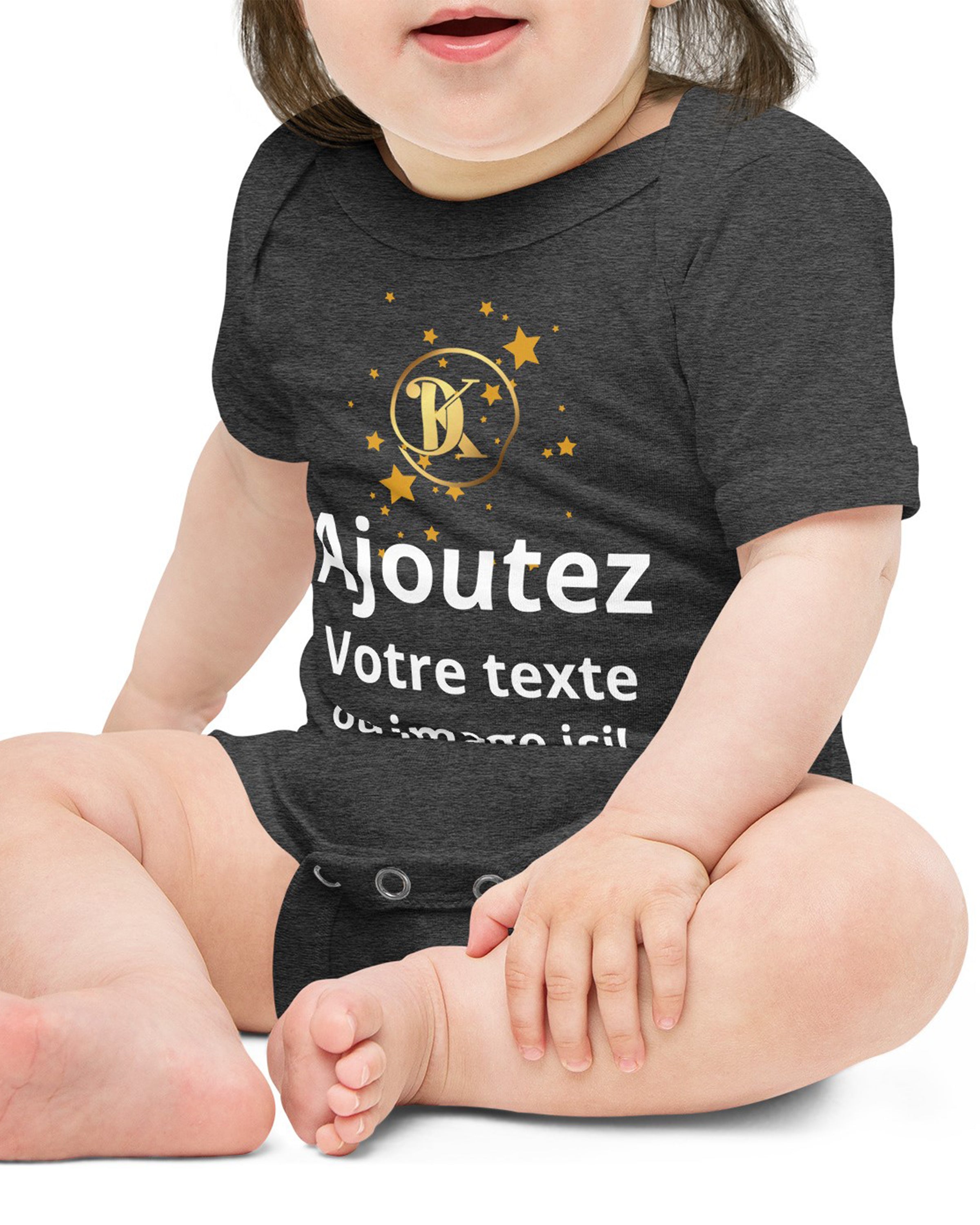 Body bébé tendance et personnalisable gris foncé chiné - Goyave#couleur_gris foncé chiné