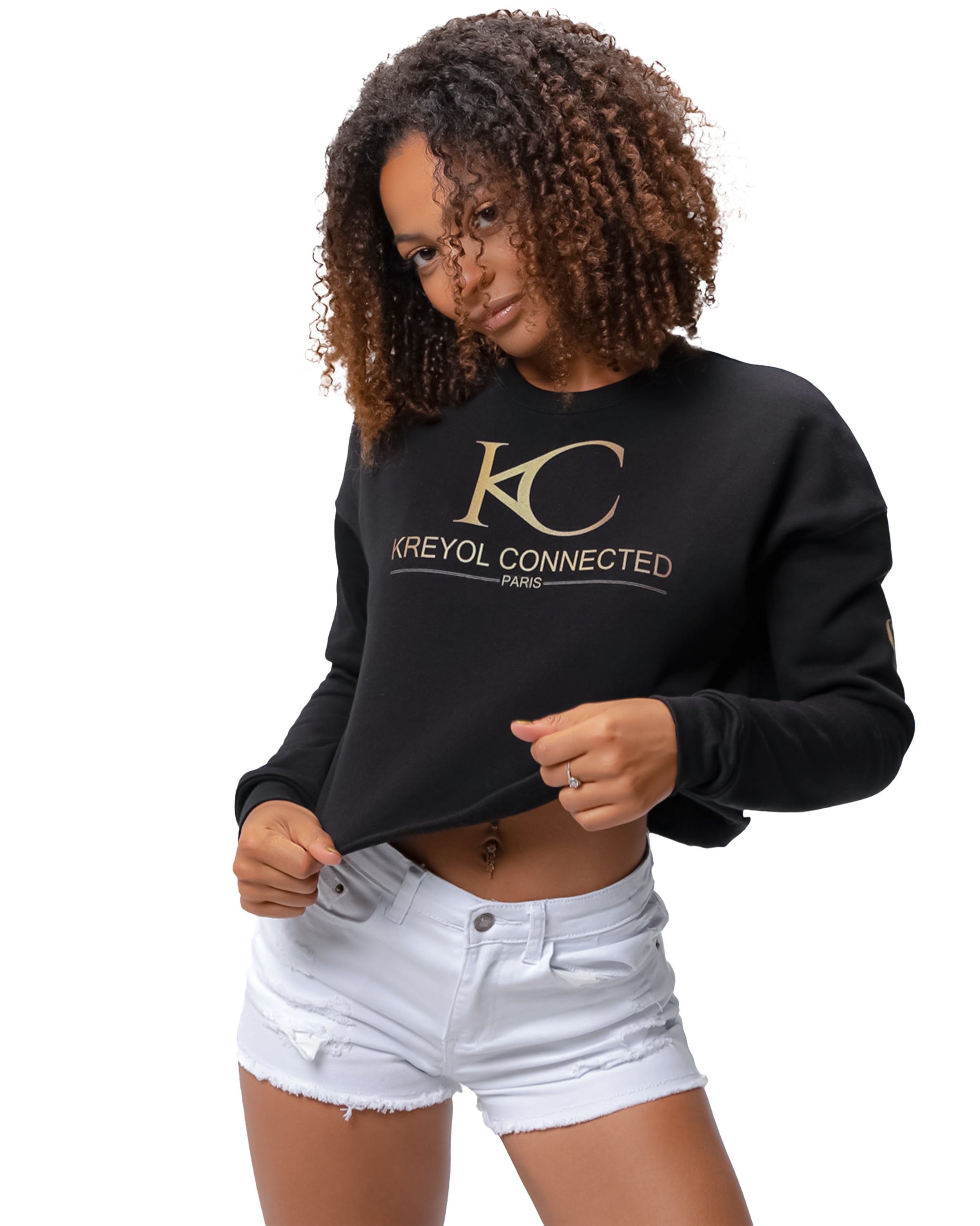 Crop Sweatshirt femme noir - Goyave#couleur_noir