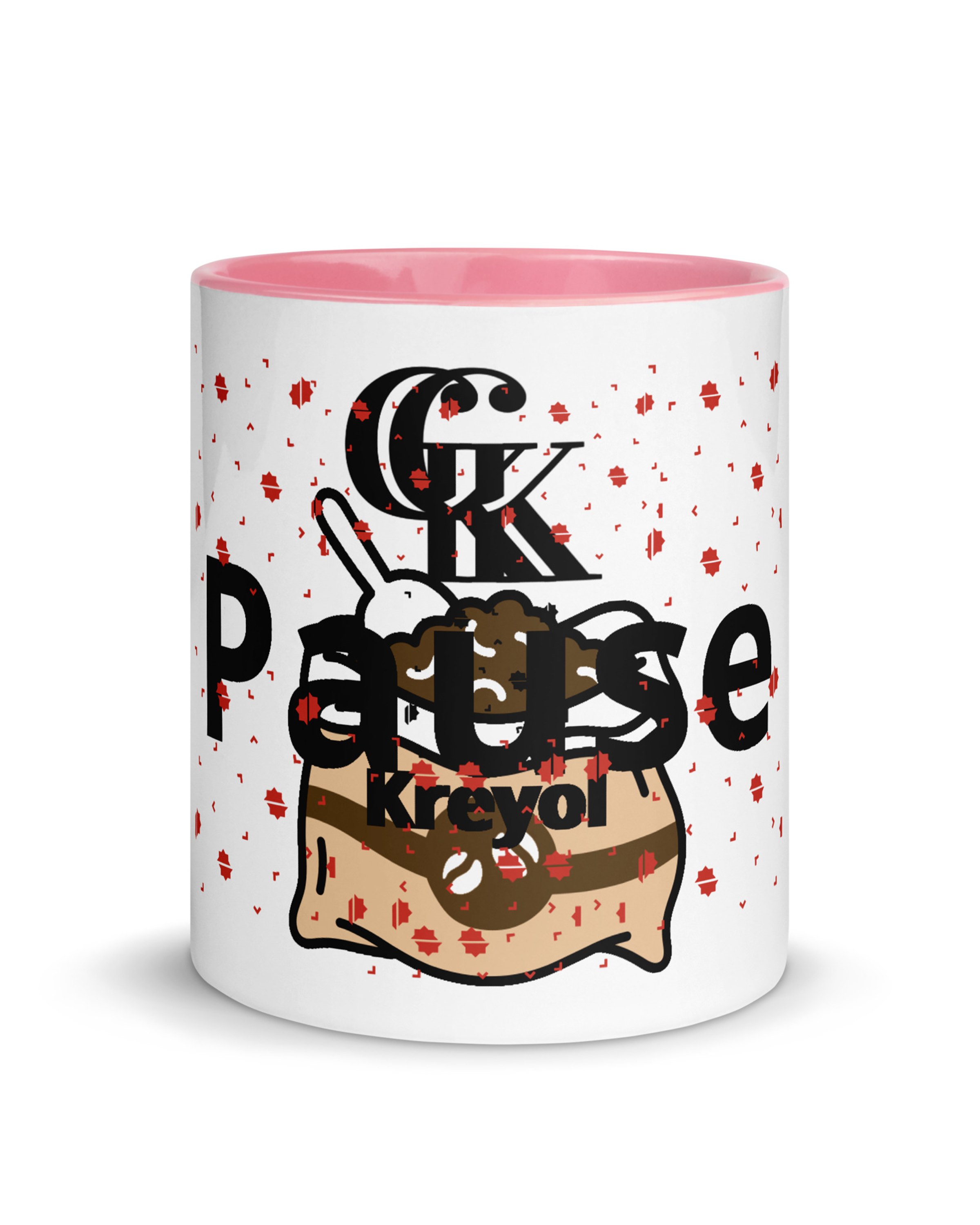 Mug en céramique coloré à l'intérieur rose - Pause Kreyol#couleur_rose