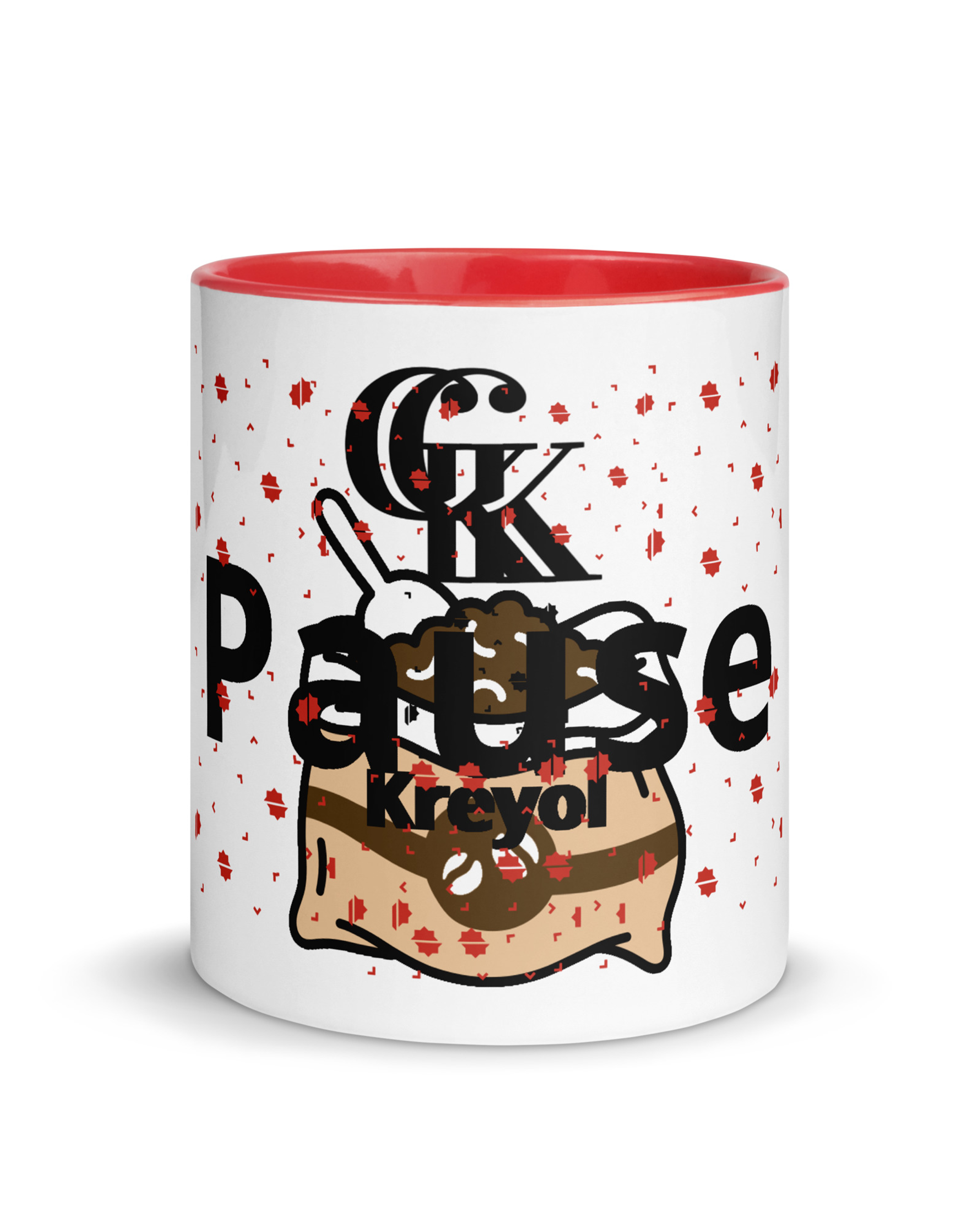 Mug en céramique coloré à l'intérieur rouge - Pause Kreyol#couleur_rouge