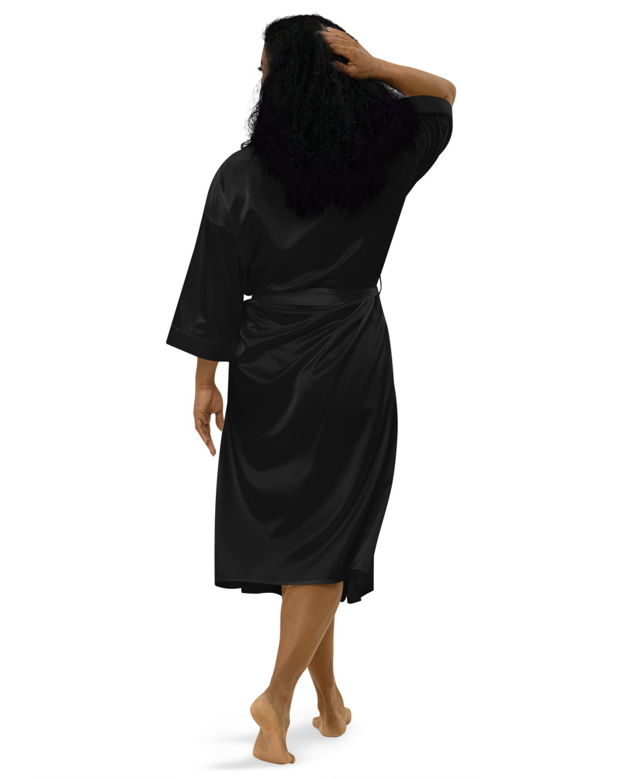 Peignoir en satin noir - Lavanneau#couleur_noir