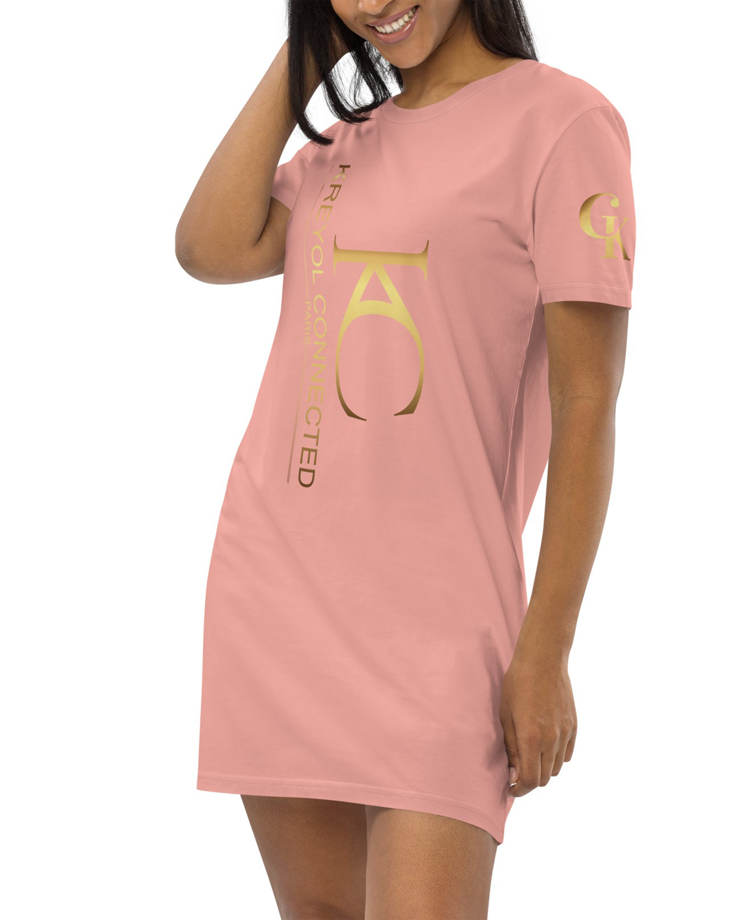 Robe T-shirt en coton bio canyon pink - Papaye#couleur_canyon pink