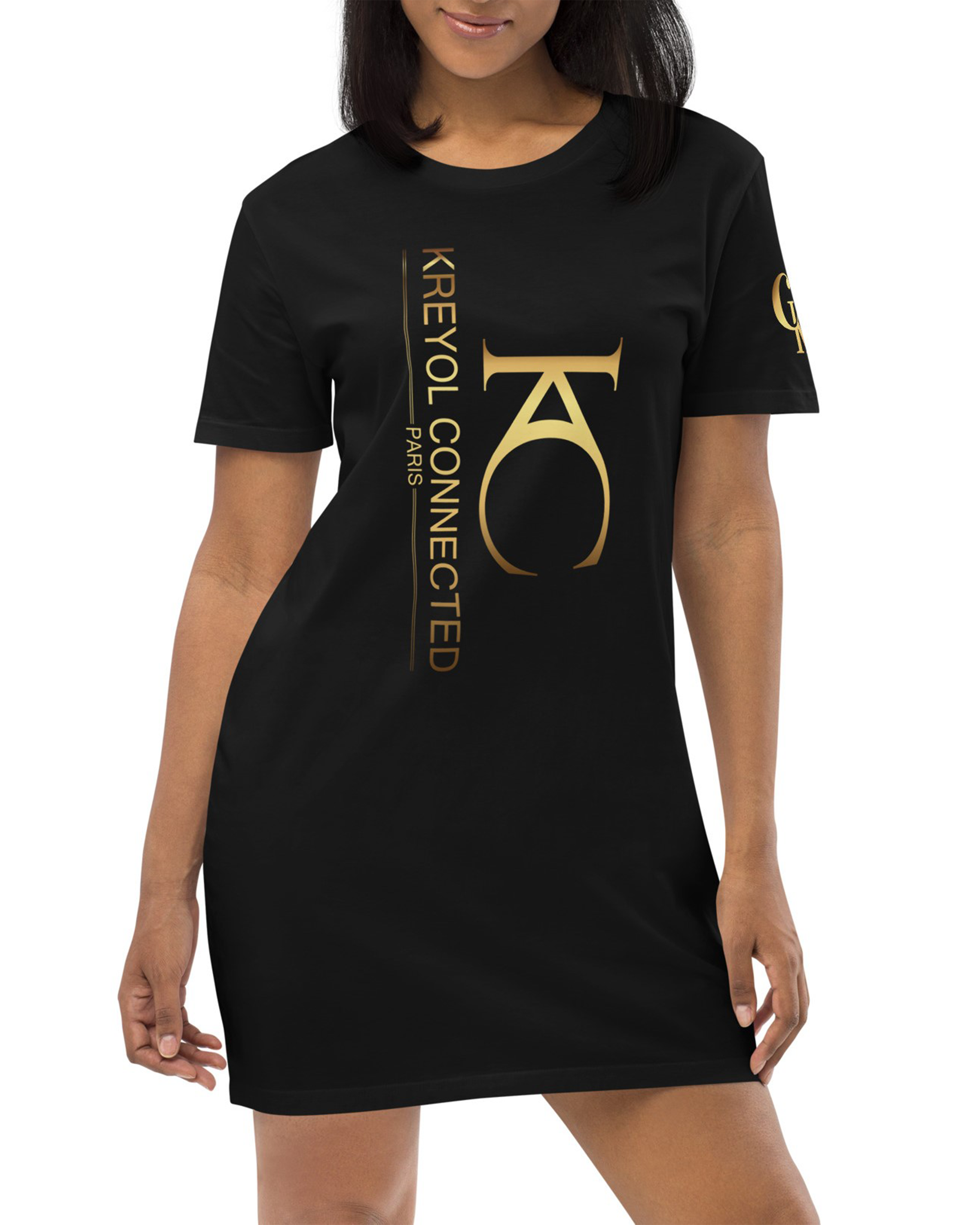 Robe T-shirt en coton bio noir - Papaye#couleur_noir