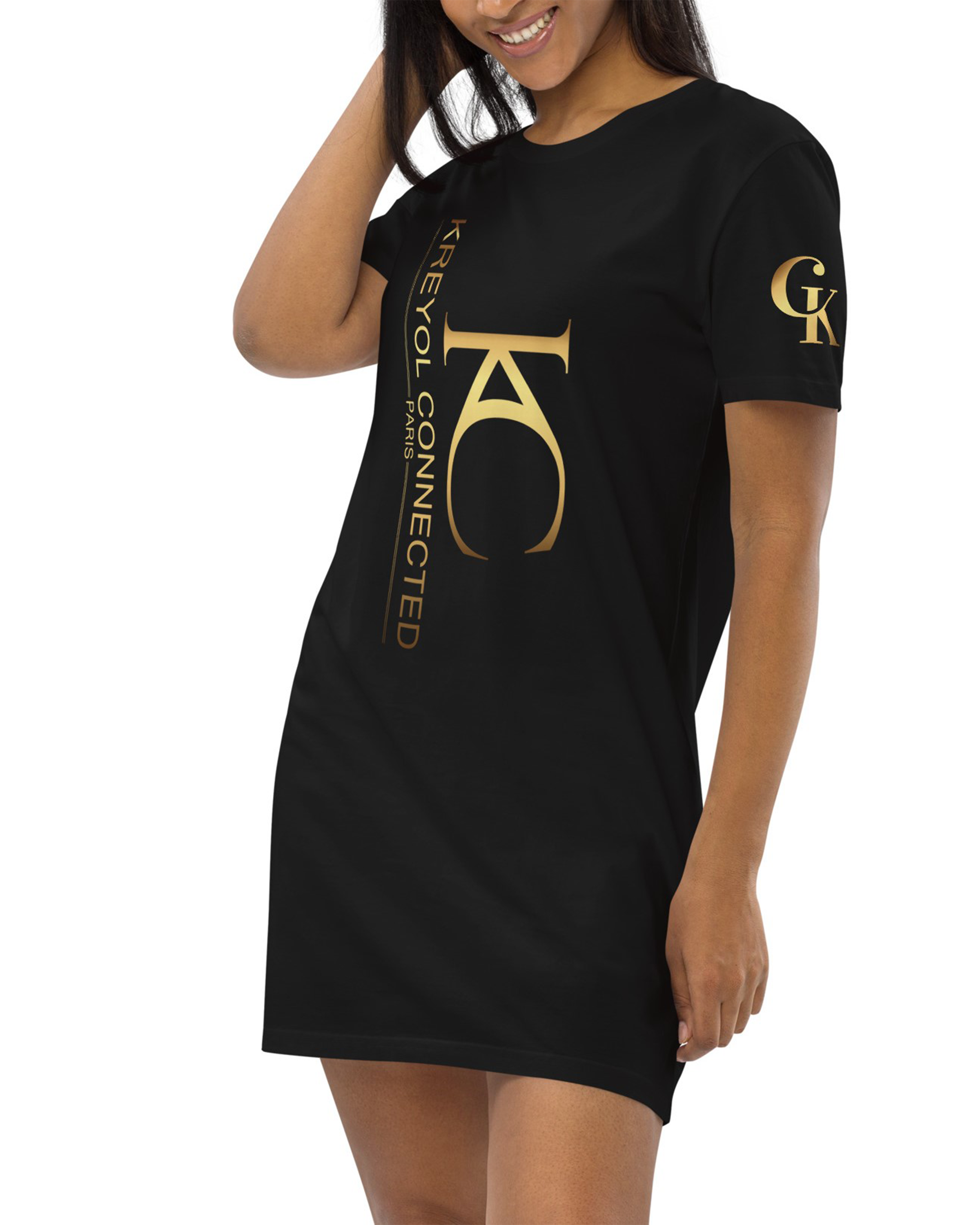 Robe T-shirt en coton bio noir - Papaye#couleur_noir