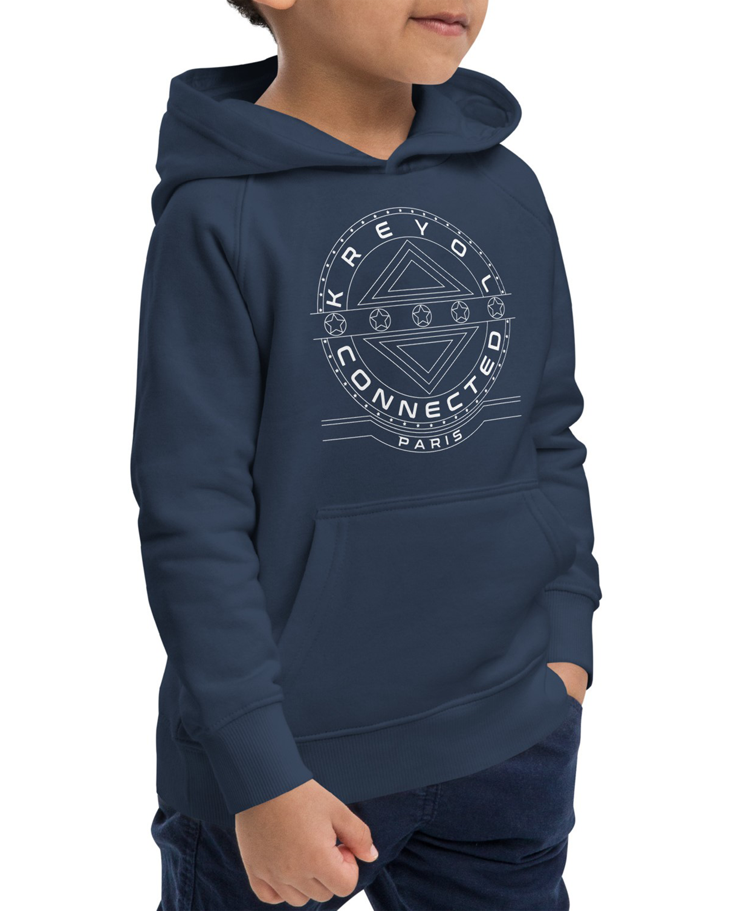 Sweat à capuche écologique enfant unisexe french navy - Berly#couleur_french navy