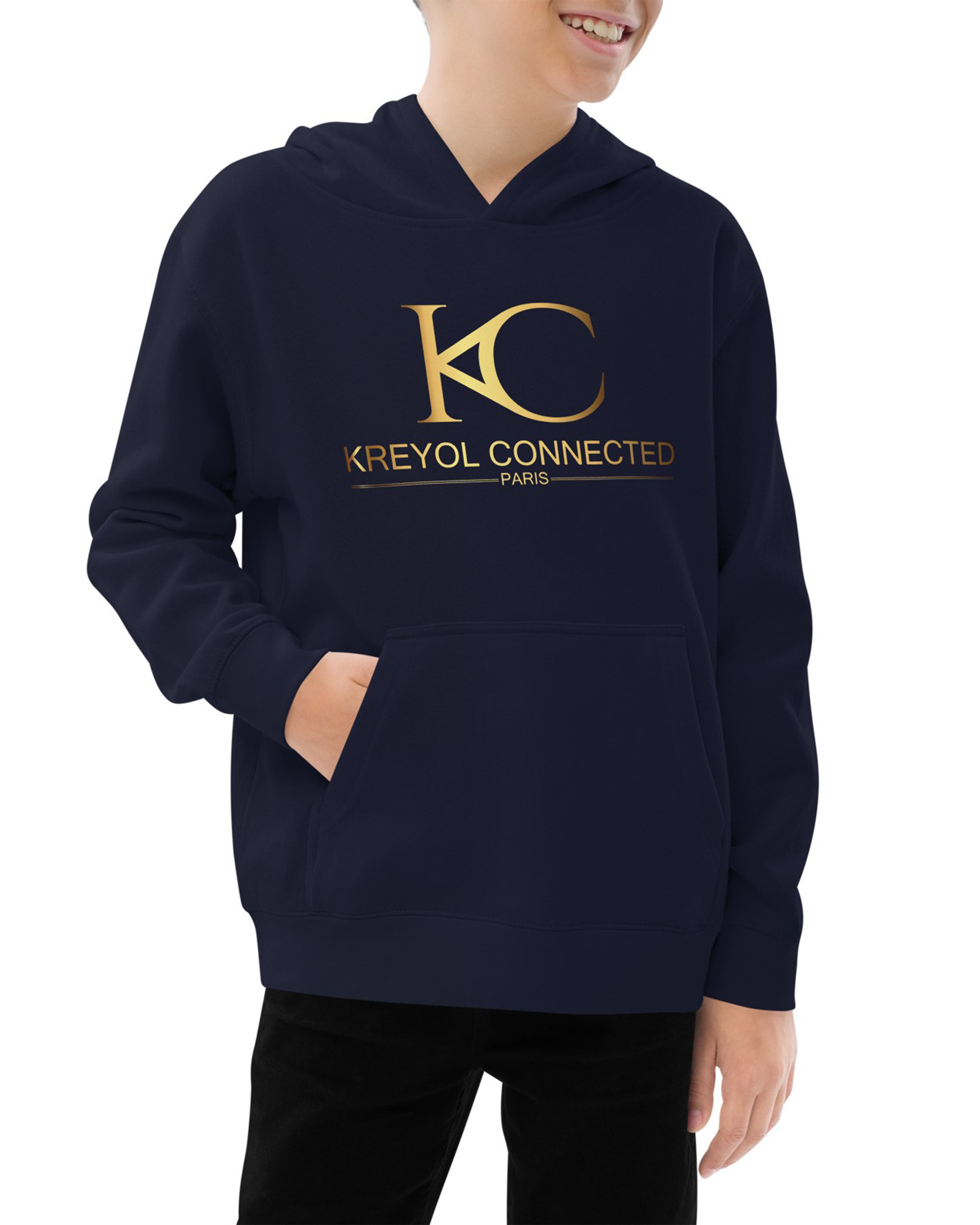 Sweat à capuche en polaire enfant navy blazer - Furcy#couleur_navy blazer