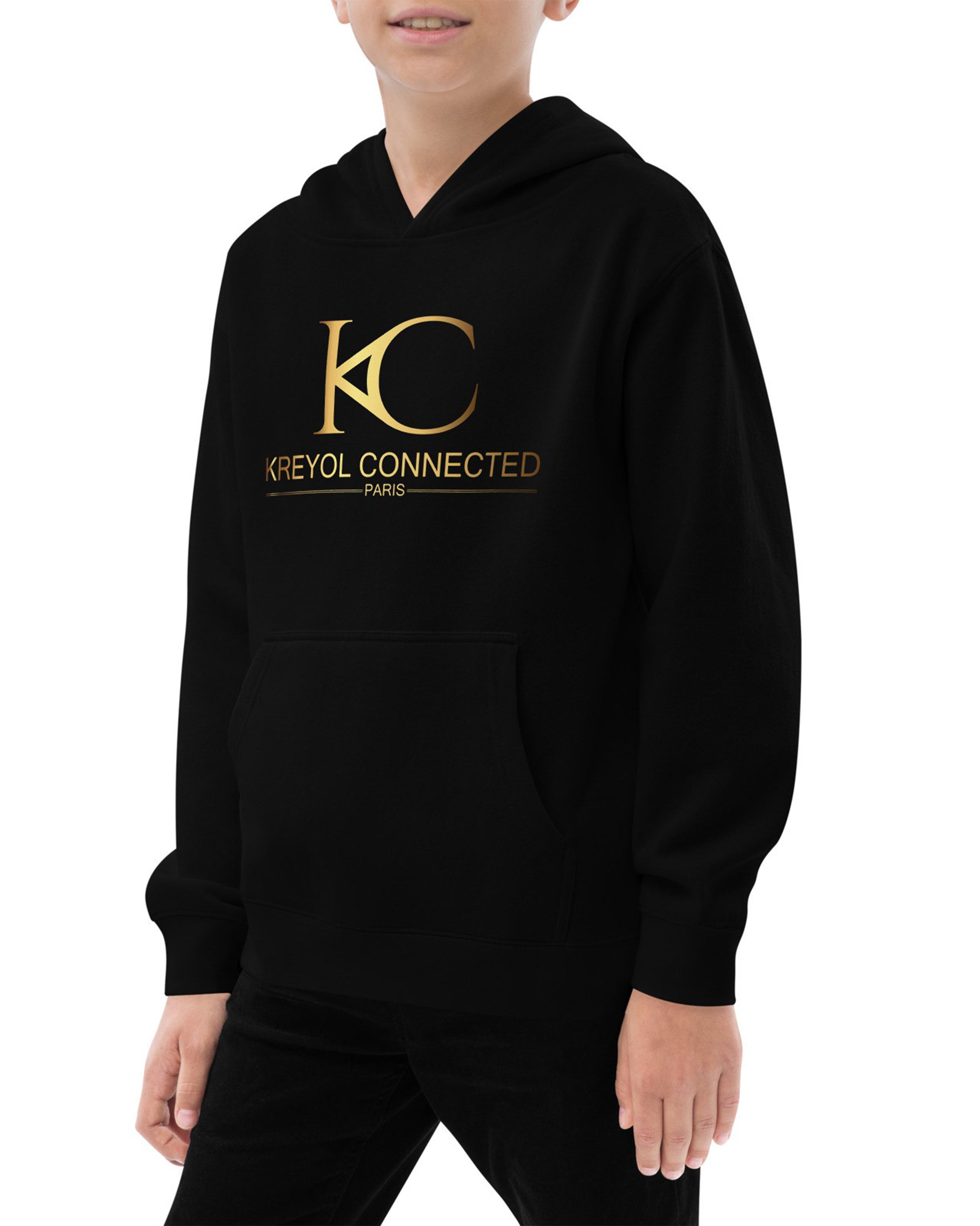 Sweat à capuche en polaire enfant noir - Furcy#couleur_noir