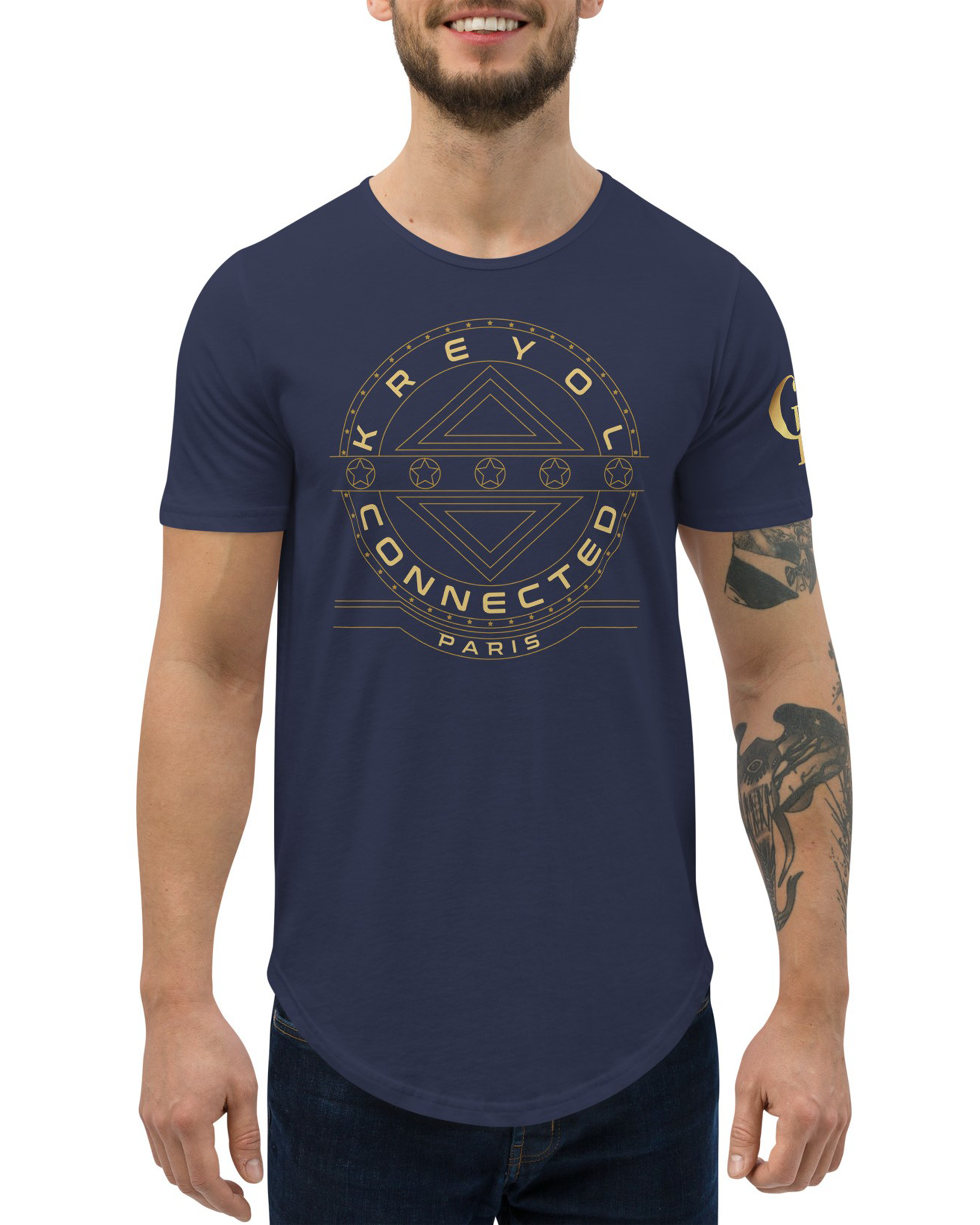 T-shirt avec ourlets Gold bleu marine - Bella Vista#couleur_bleu marine