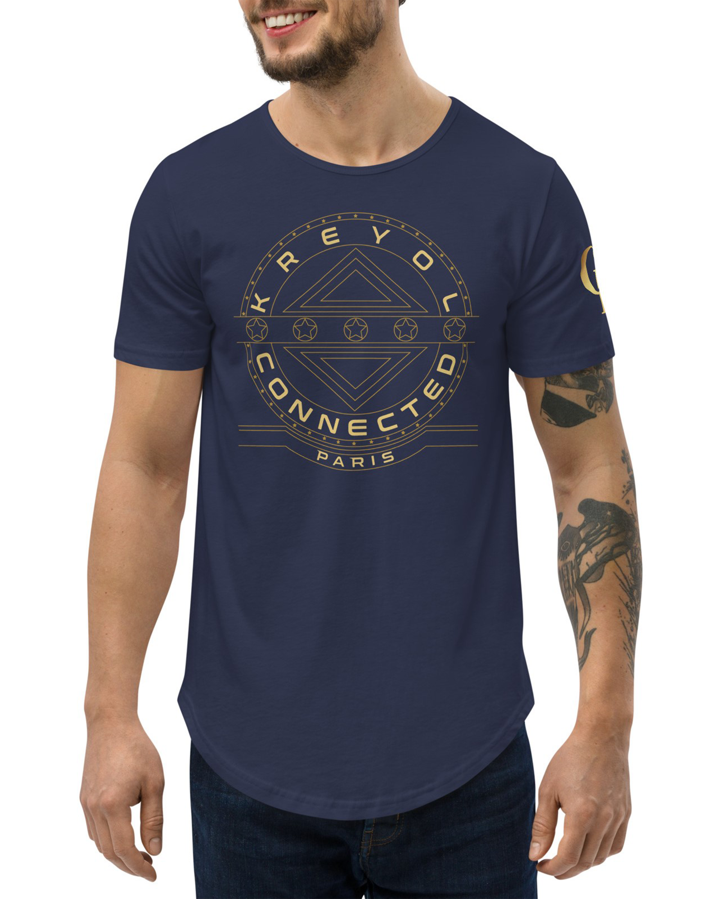 T-shirt avec ourlets Gold bleu marine - Bella Vista#couleur_bleu marine