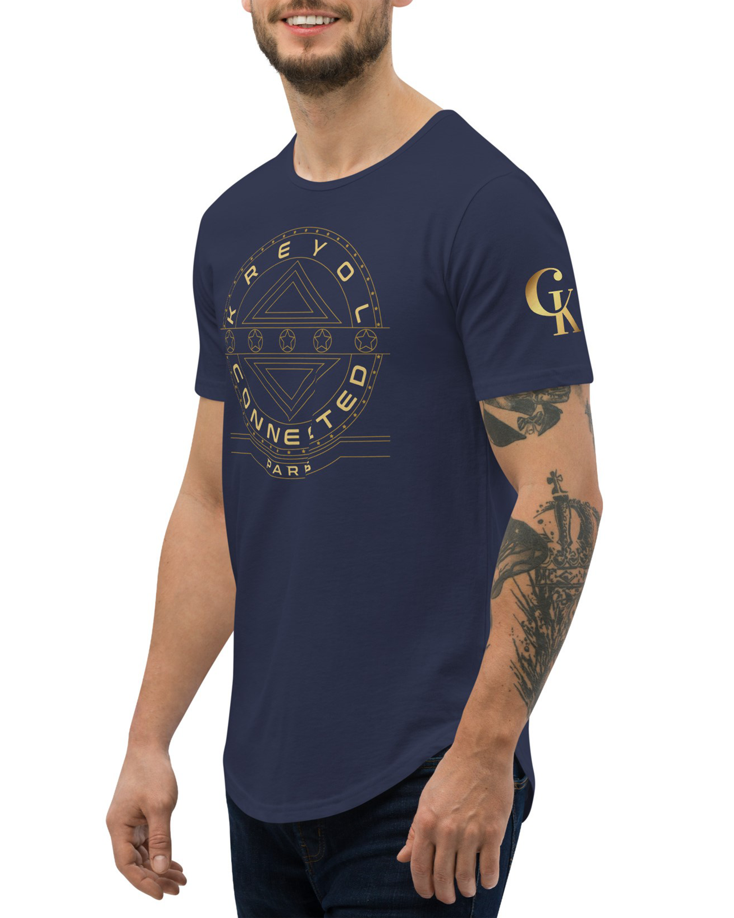 T-shirt avec ourlets Gold bleu marine - Bella Vista#couleur_bleu marine