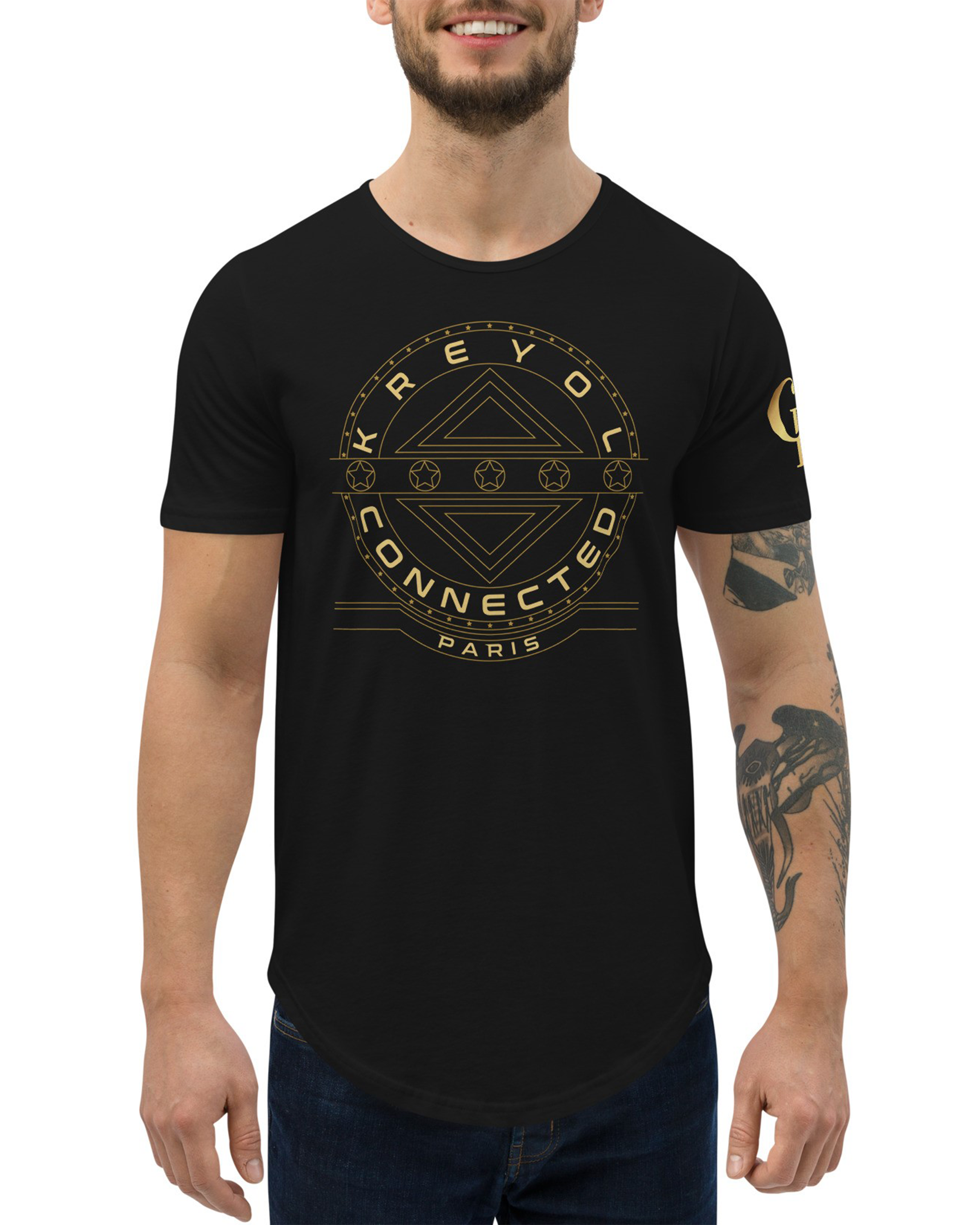 T-shirt avec ourlets Gold noir - Bella Vista#couleur_noir