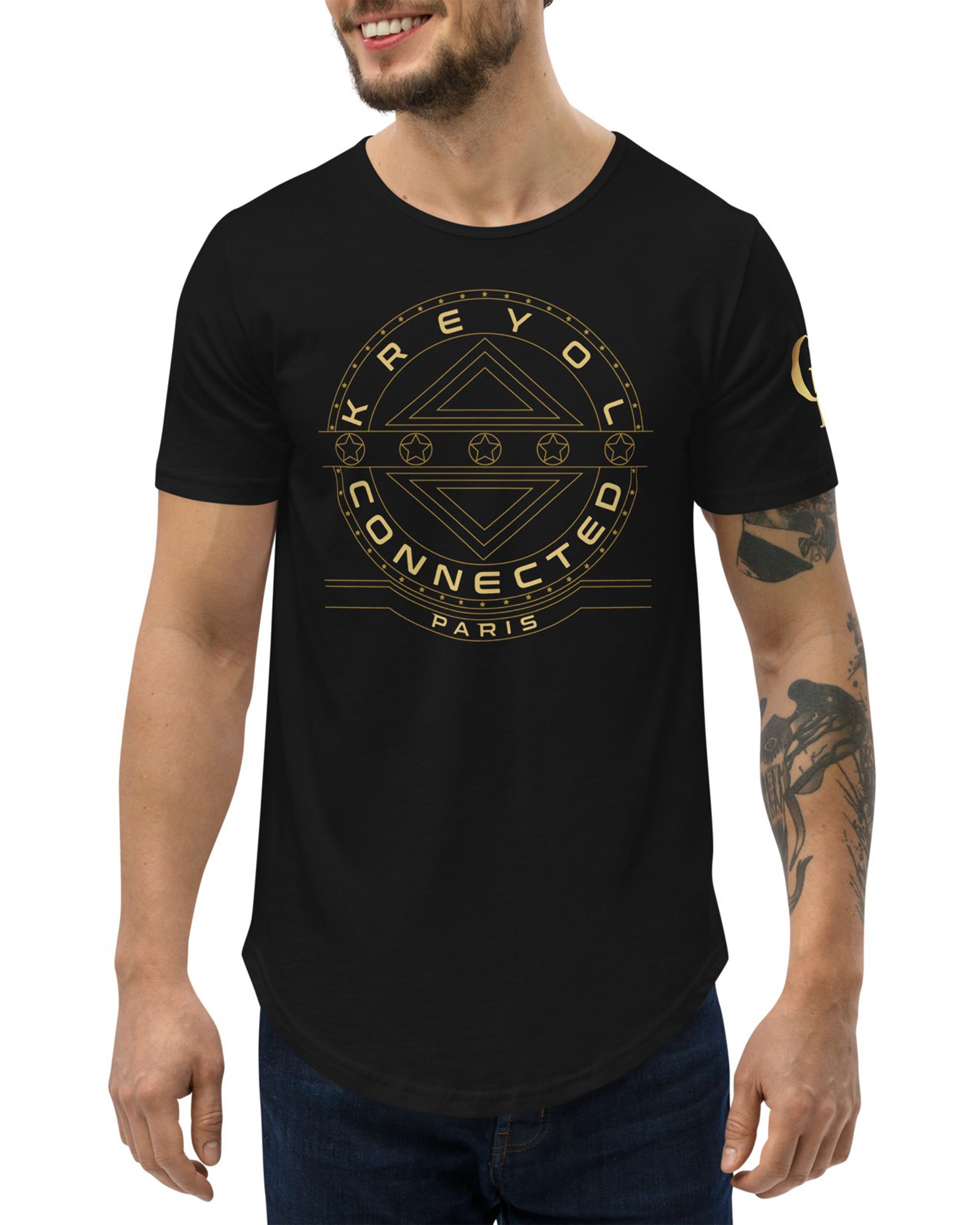 T-shirt avec ourlets Gold noir - Bella Vista#couleur_noir