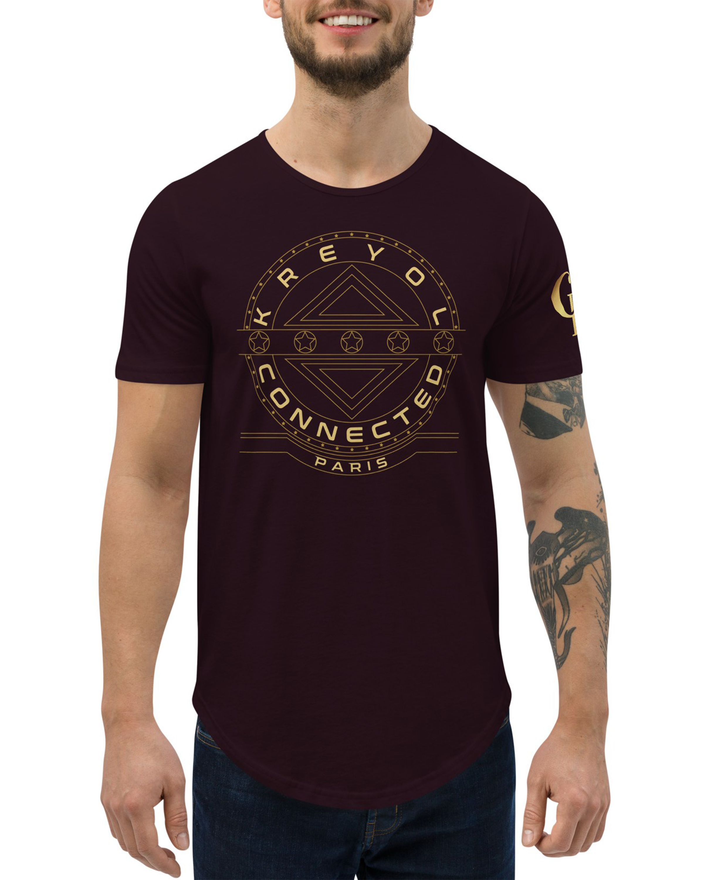 T-shirt avec ourlets Gold noir sang - Bella Vista#couleur_noir sang