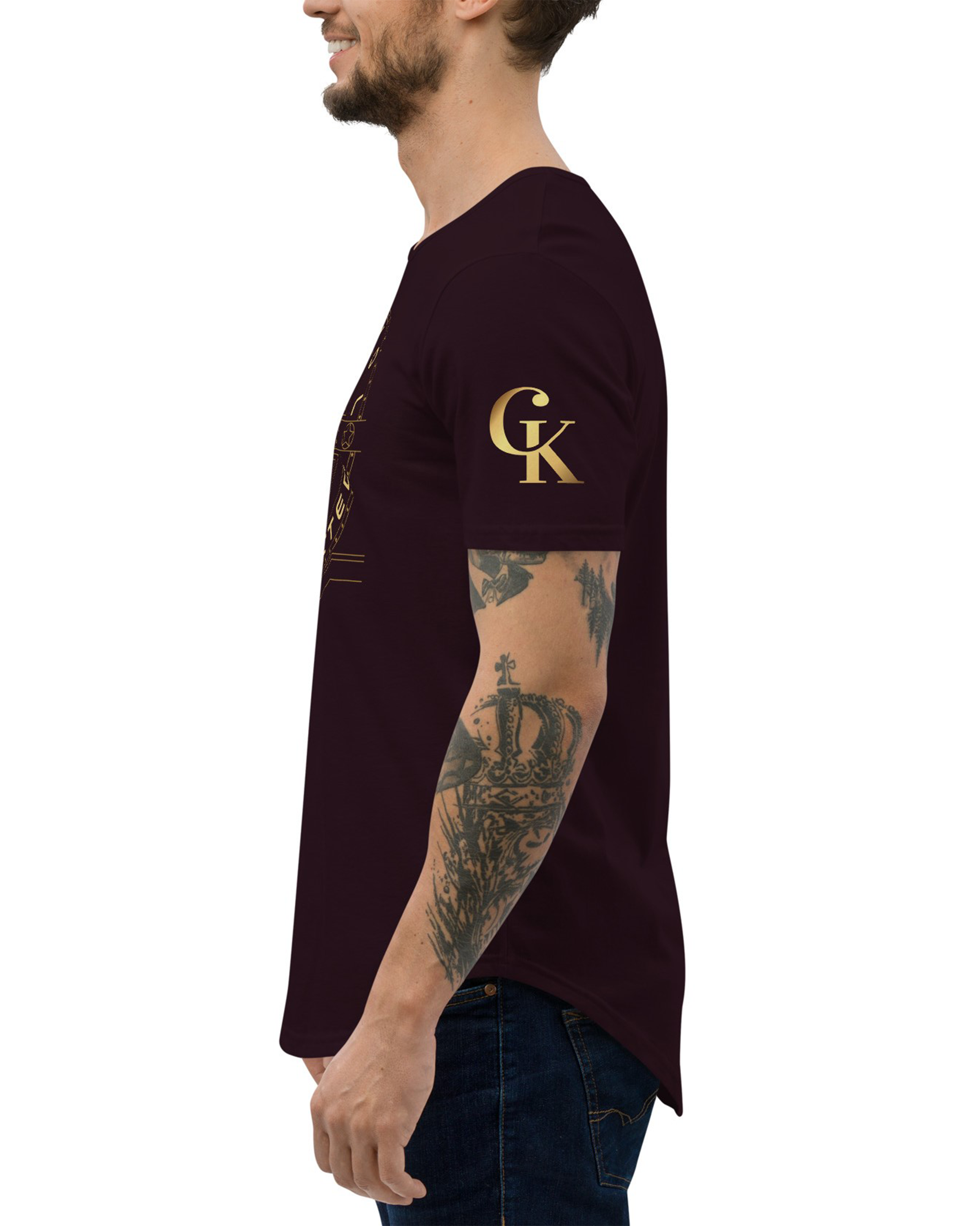 T-shirt avec ourlets Gold noir sang - Bella Vista#couleur_noir sang