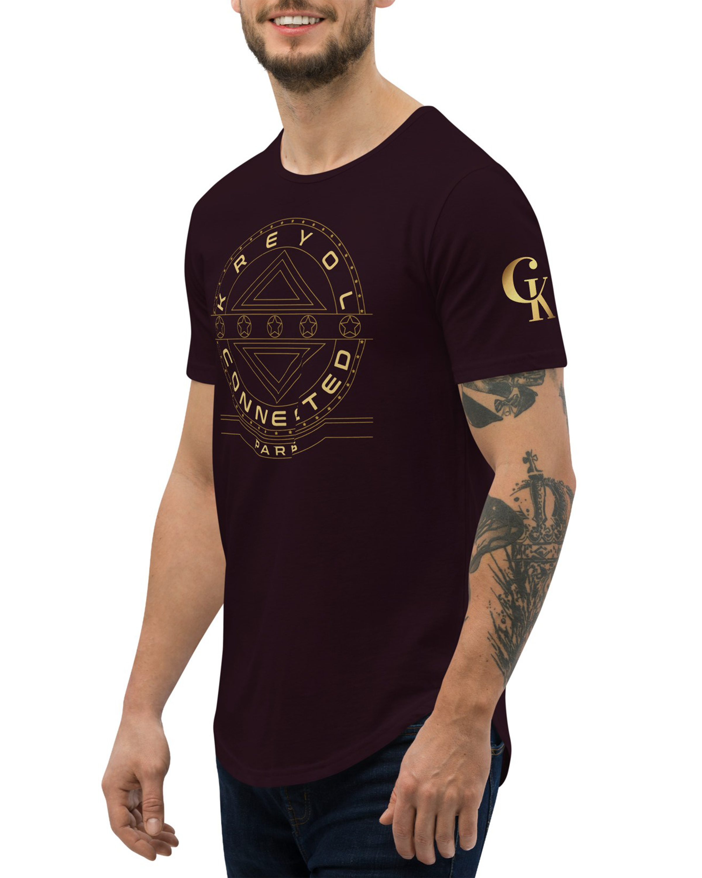 T-shirt avec ourlets Gold noir sang - Bella Vista#couleur_noir sang