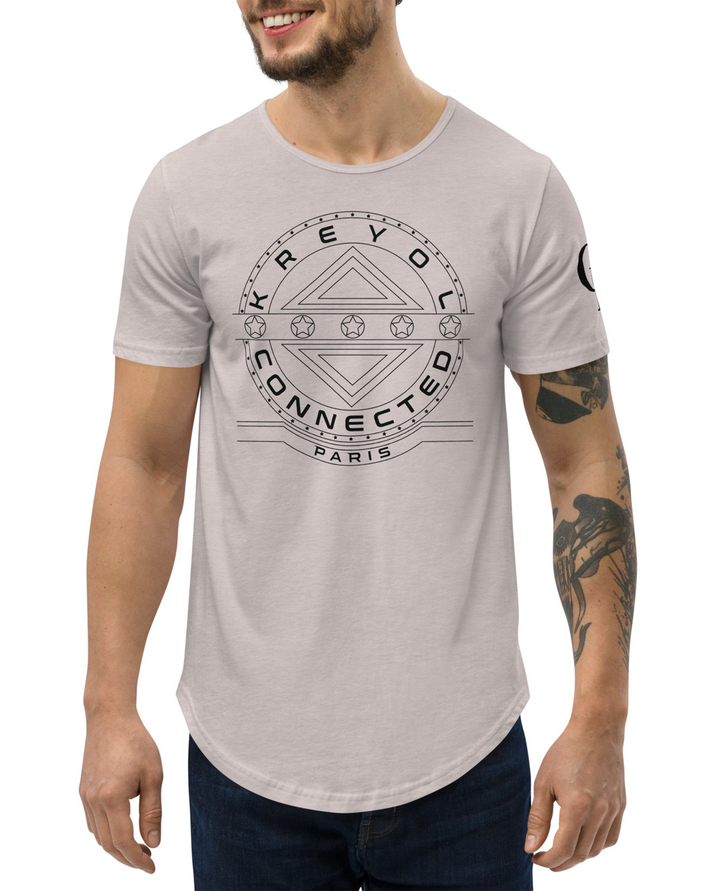 T-shirt avec ourlets heather cool grey - Macary#couleur_heather cool grey