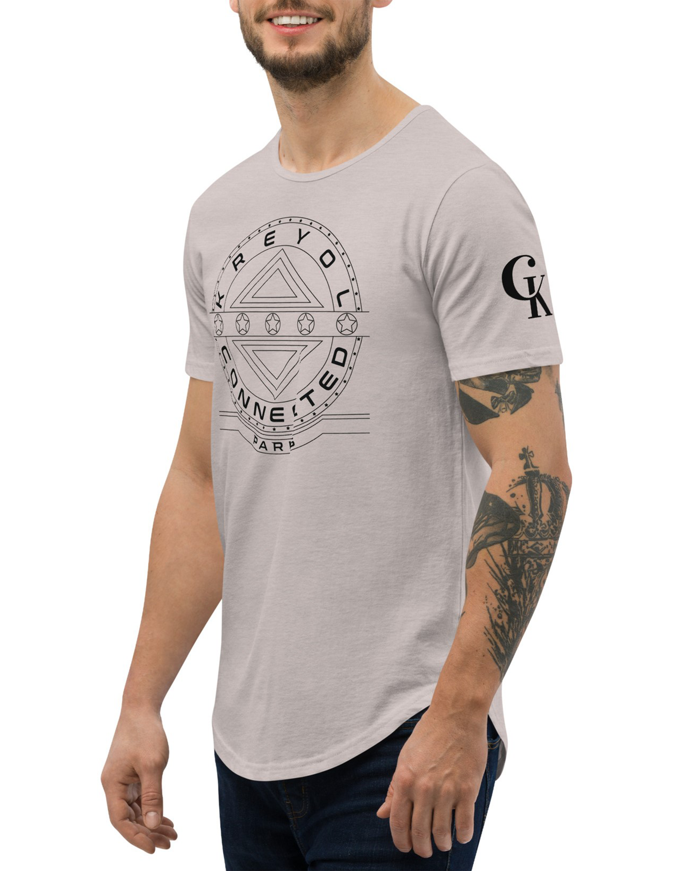T-shirt avec ourlets heather cool grey - Macary#couleur_heather cool grey