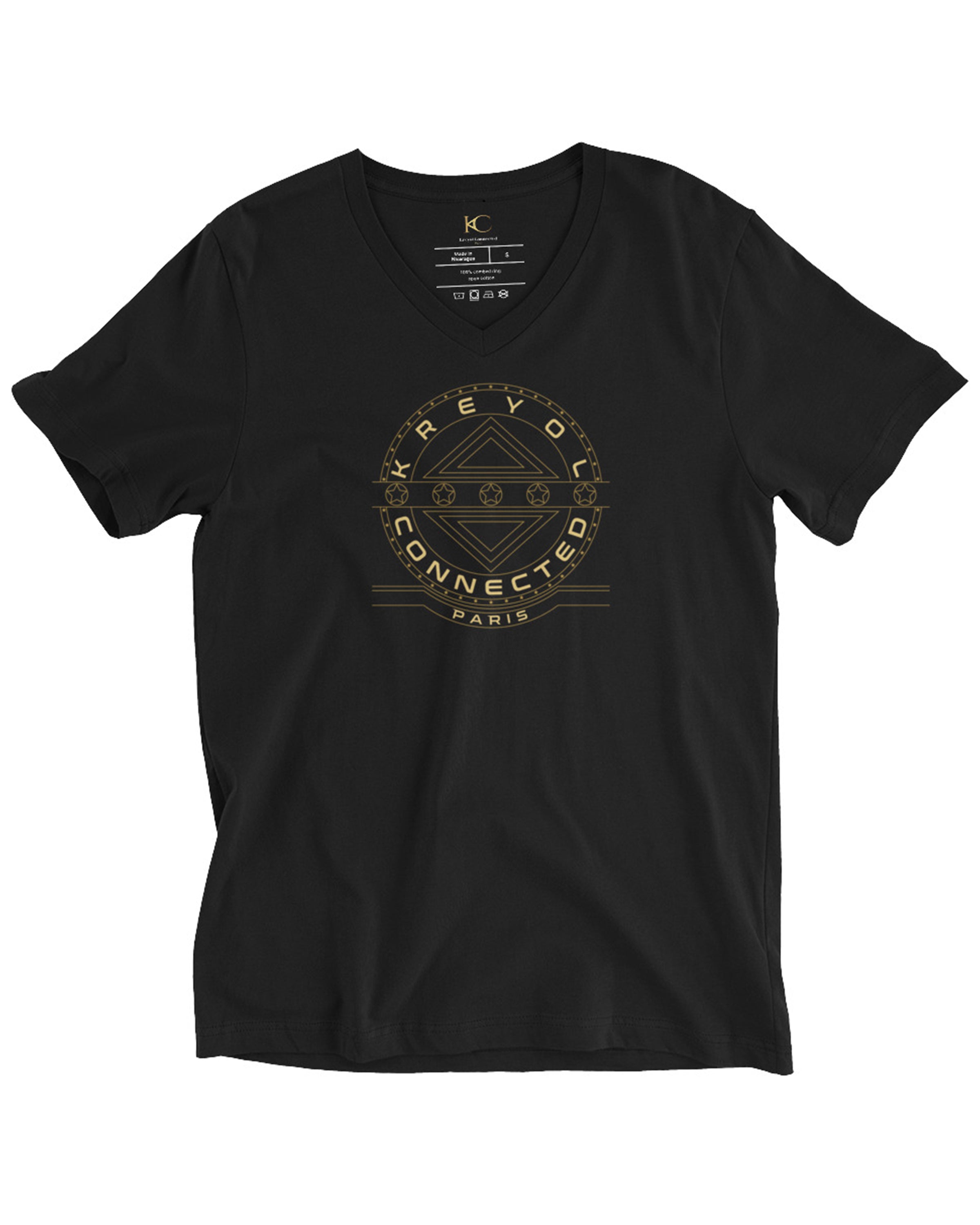 T-shirt col V unisexe noir - Marigot#couleur_noir