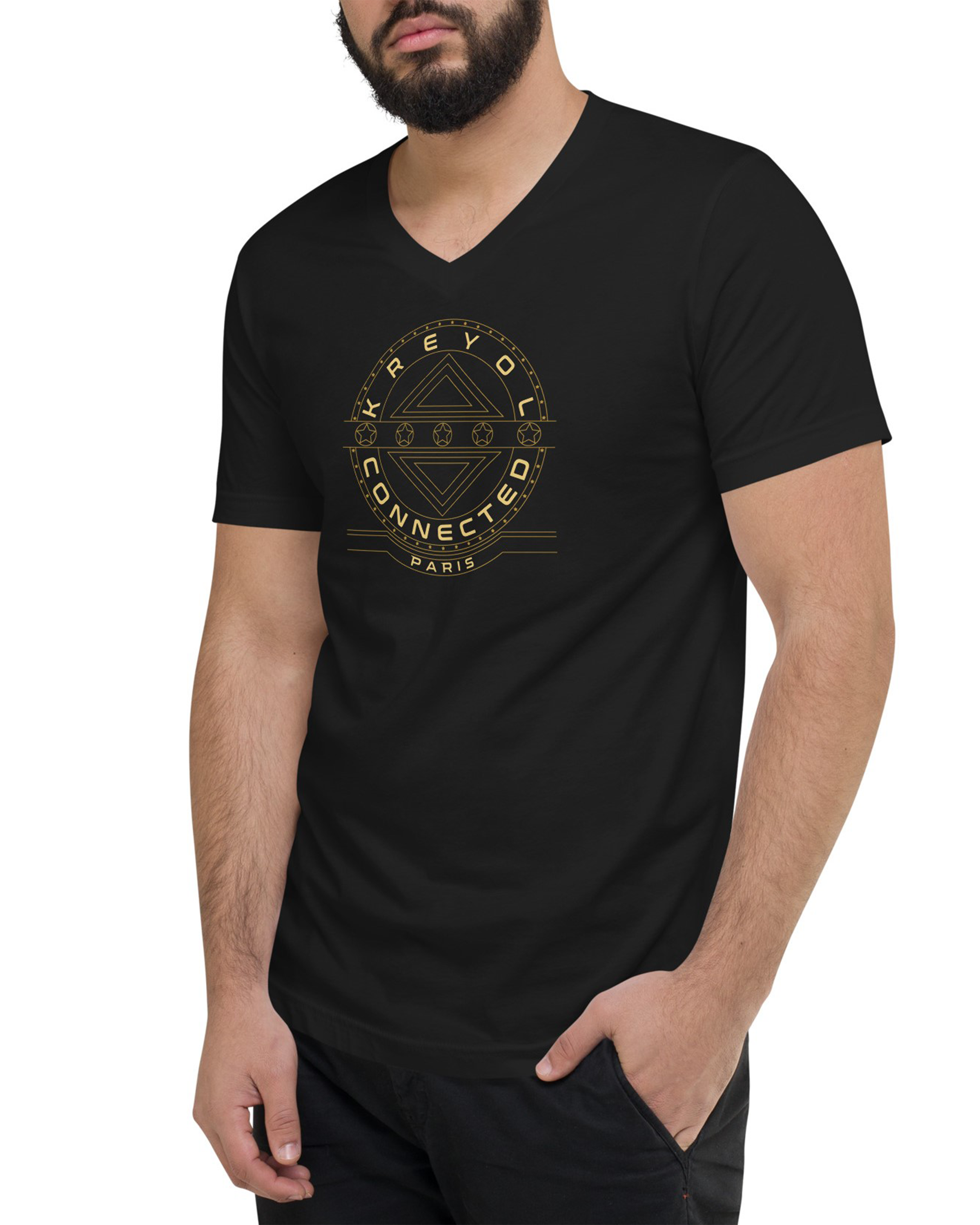 T-shirt col V unisexe noir - Marigot#couleur_noir