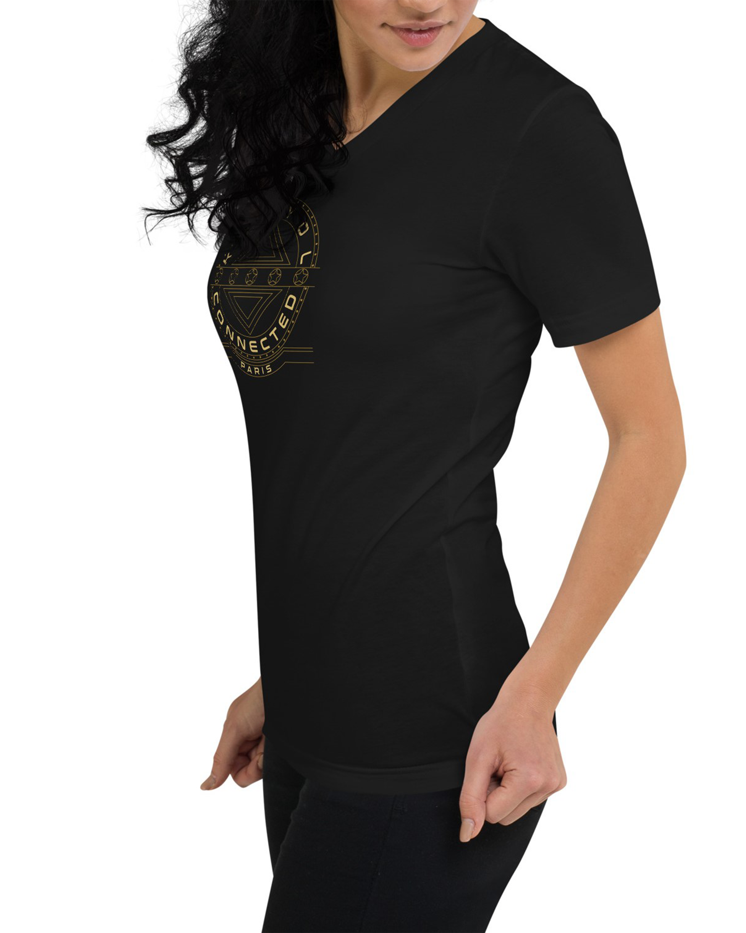T-shirt col V unisexe noir - Marigot#couleur_noir