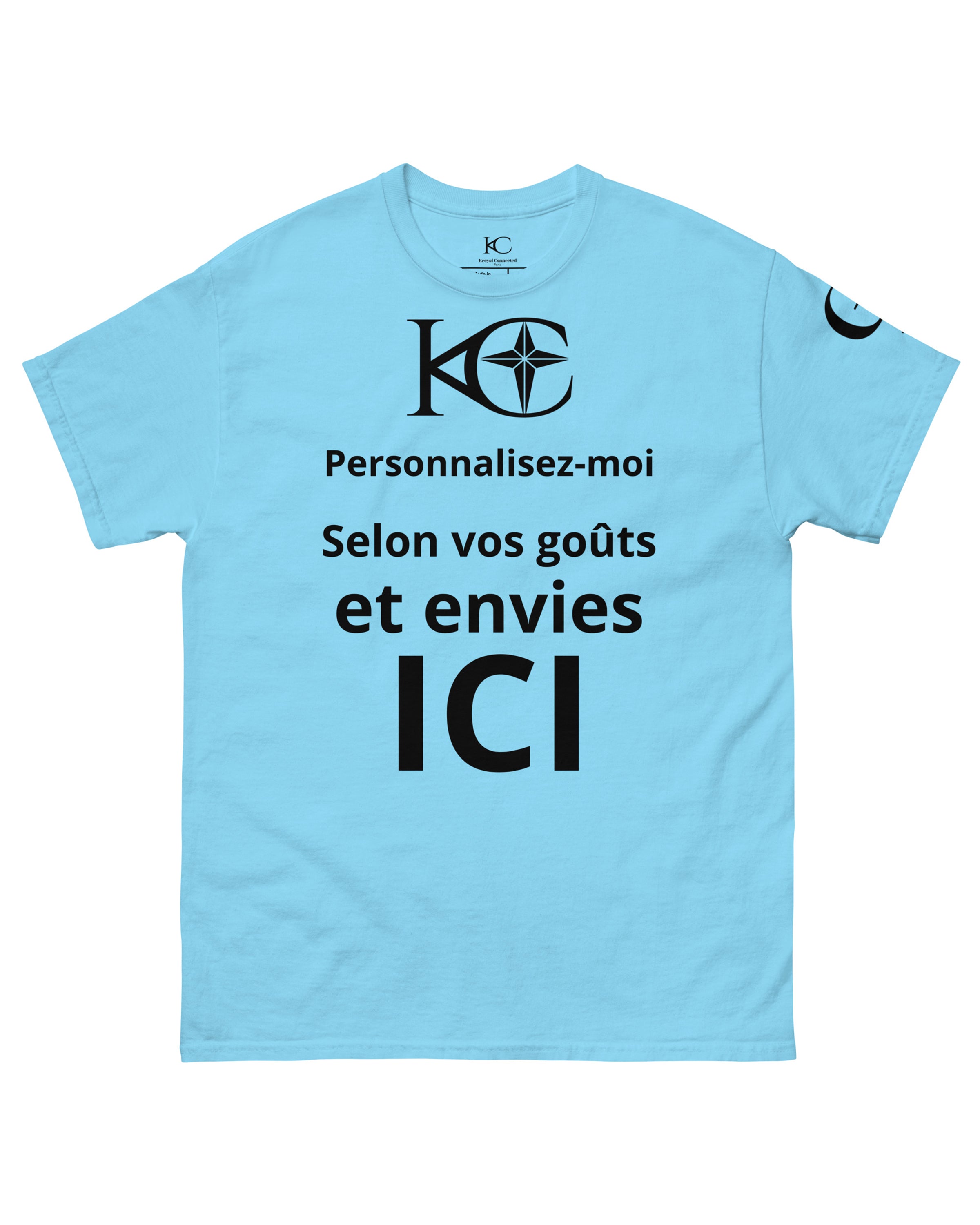 T-shirt homme à Manches Courtes Premium bleu ciel - Baila - Personnalisable#couleur_bleu ciel