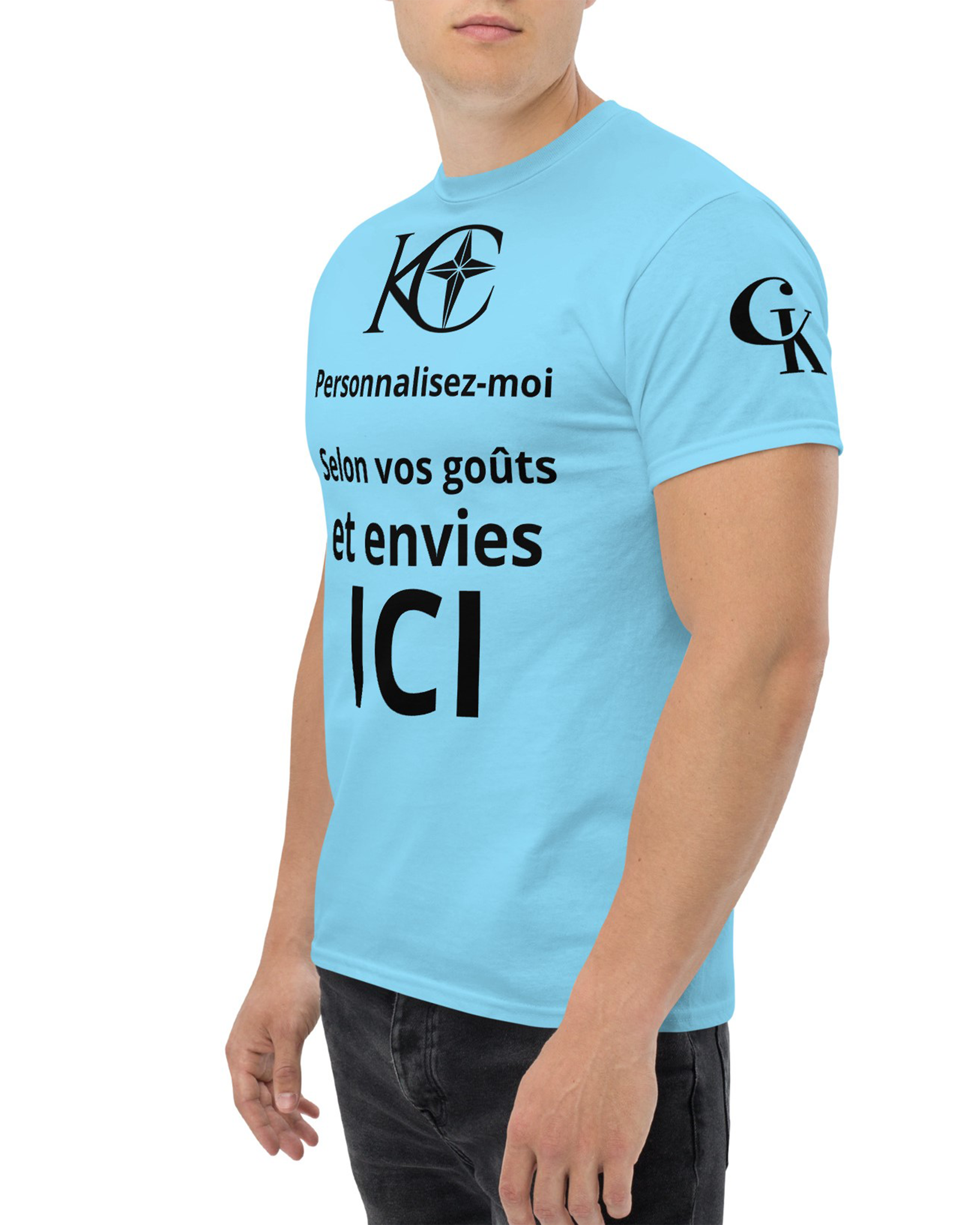 T-shirt homme à Manches Courtes Premium bleu ciel - Baila - Personnalisable#couleur_bleu ciel