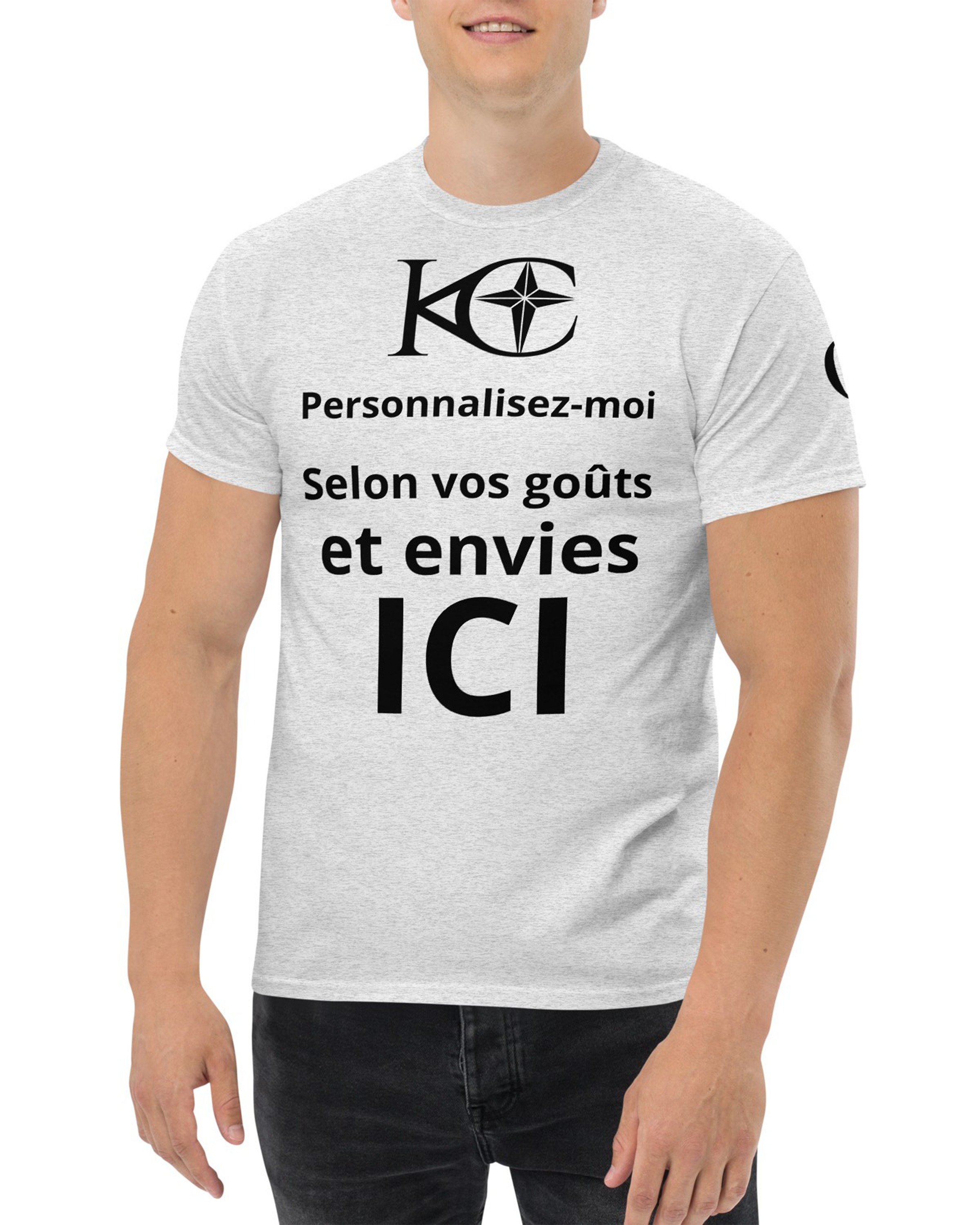 T-shirt homme à Manches Courtes Premium gris pinchard - Baila - Personnalisable#couleur_gris pinchard