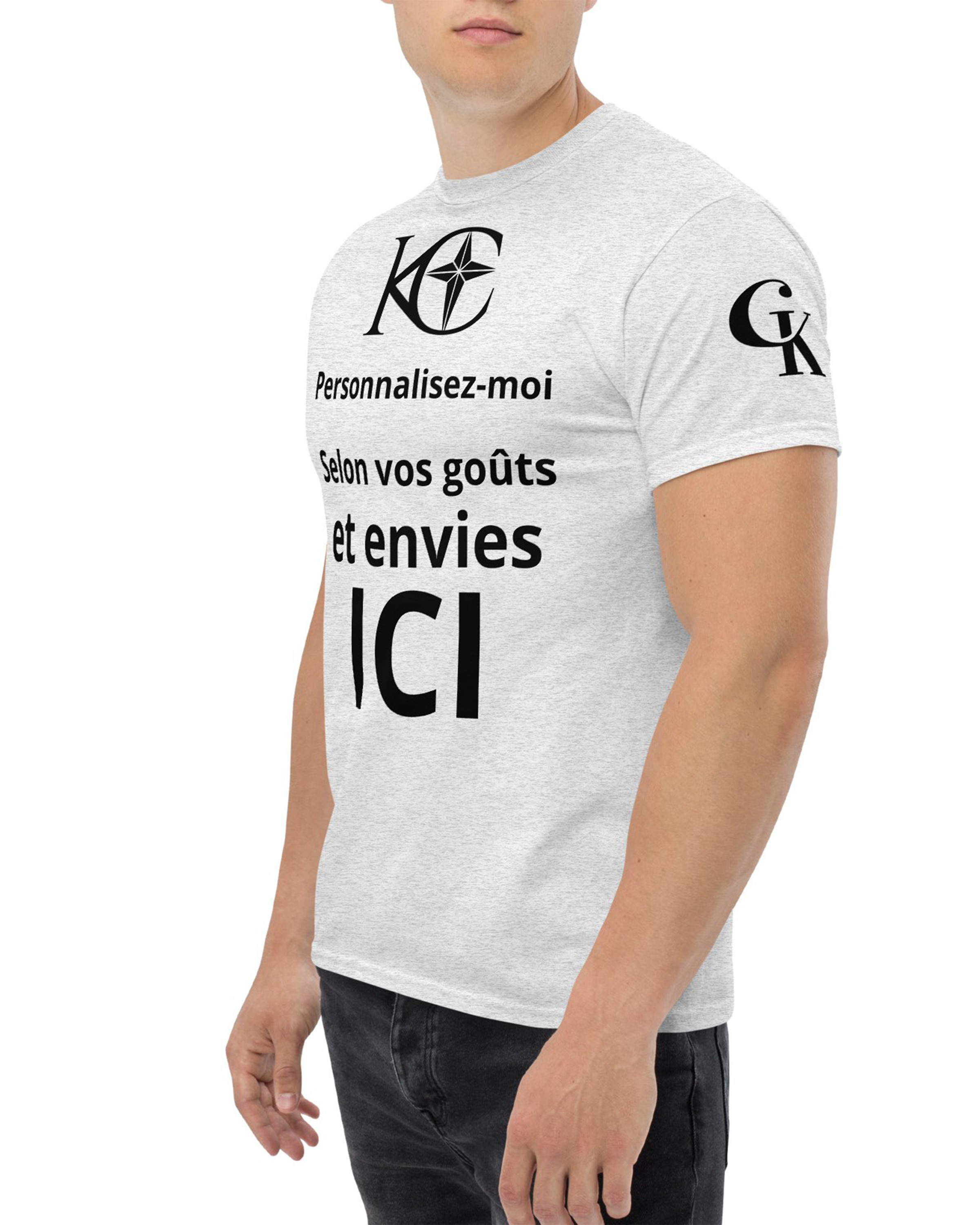 T-shirt homme à Manches Courtes Premium gris pinchard - Baila - Personnalisable#couleur_gris pinchard