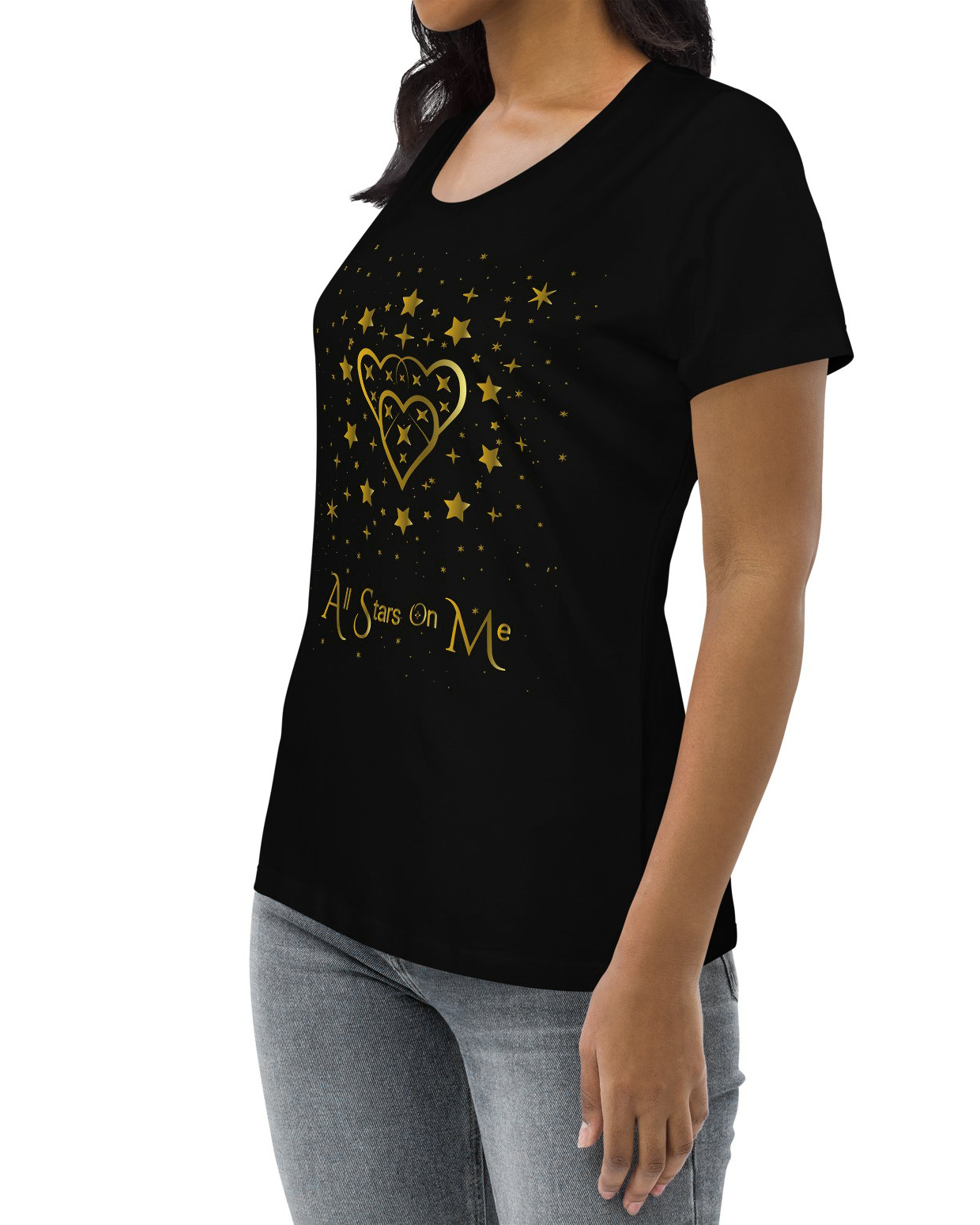 T-shirt moulant écologique femme - Dory noir All stars on Me#couleur_noir