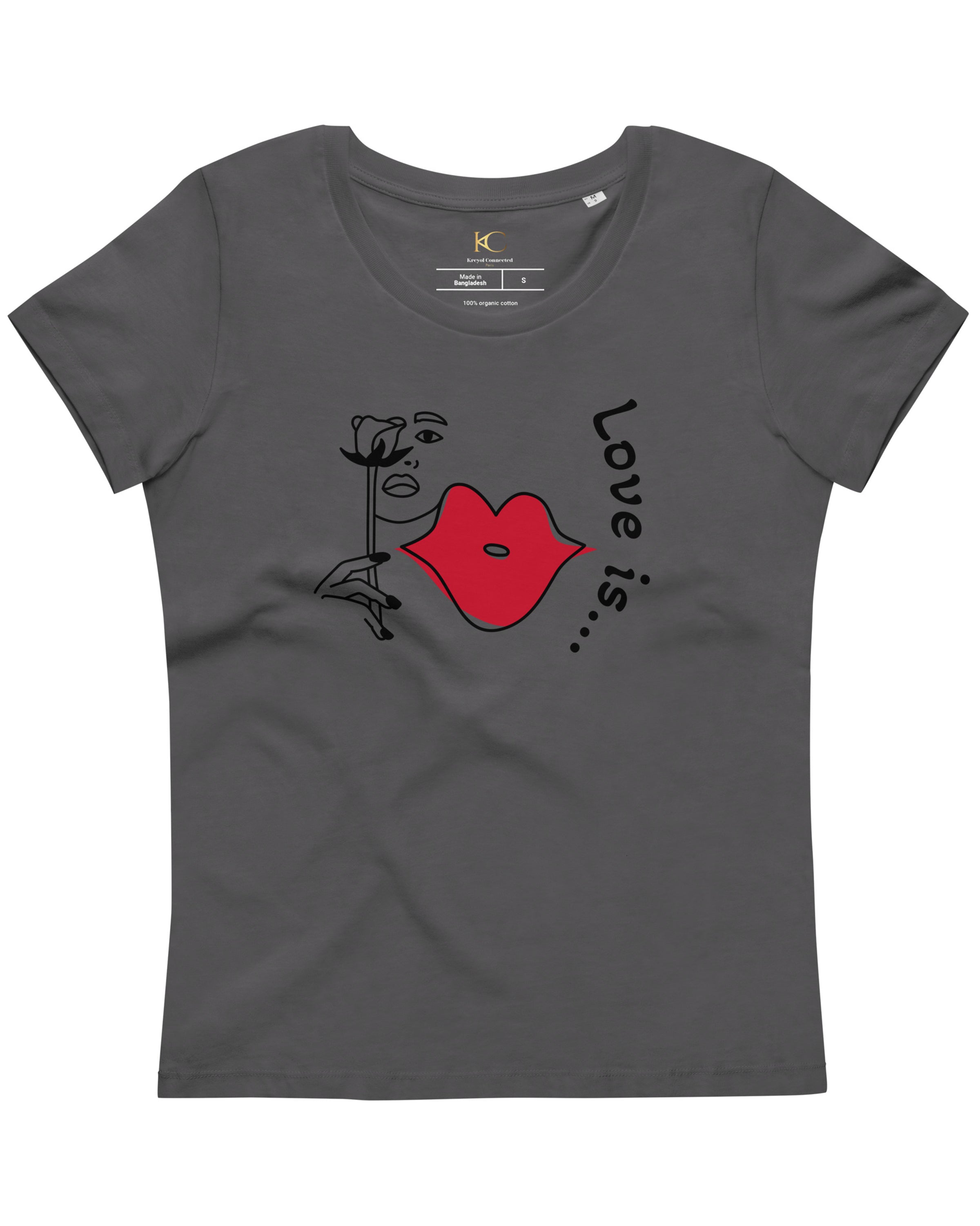 T-shirt moulant écologique femme anthracite - Love is...#couleur_anthracite