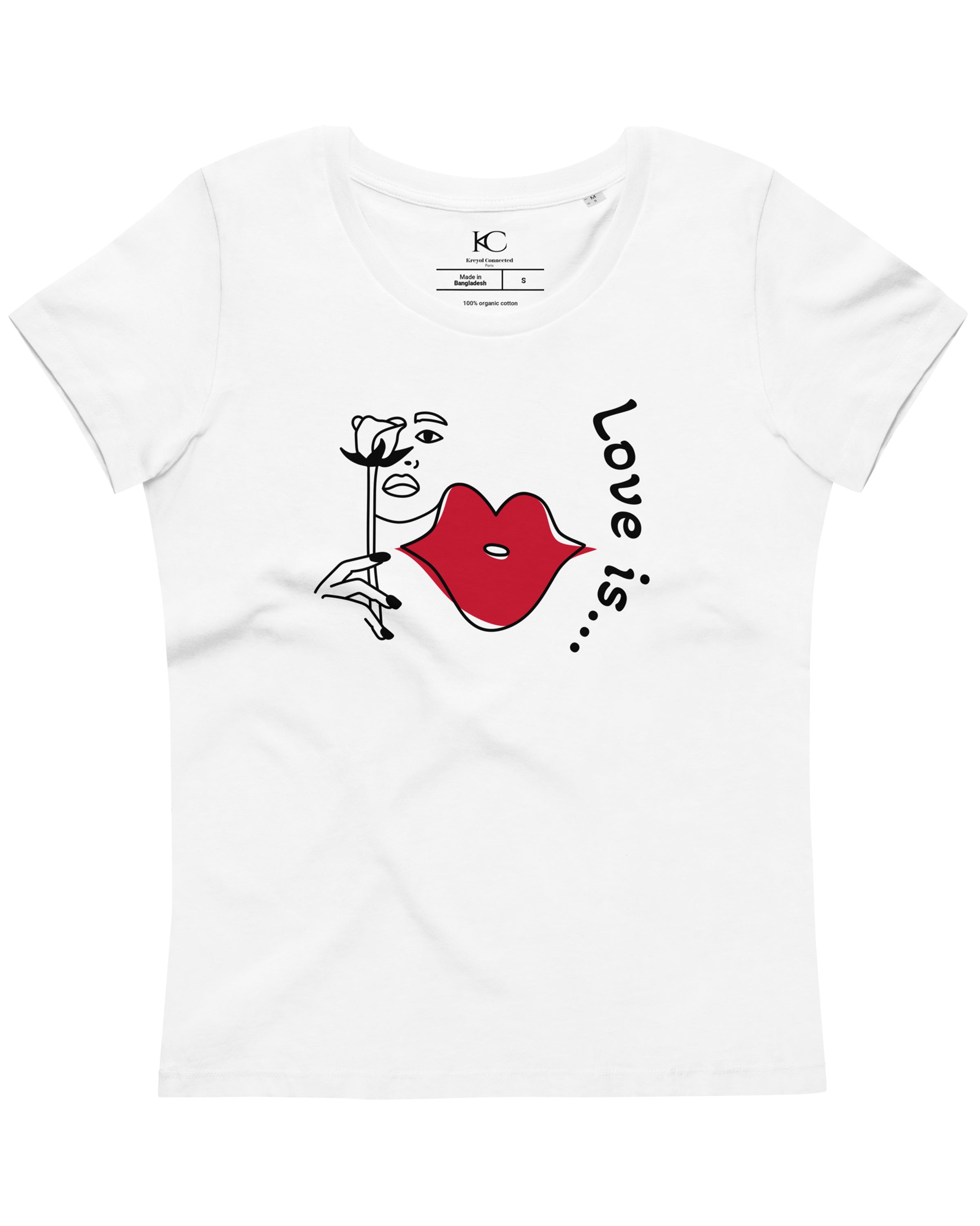 T-shirt moulant écologique femme Blanc - Love is...#couleur_blanc