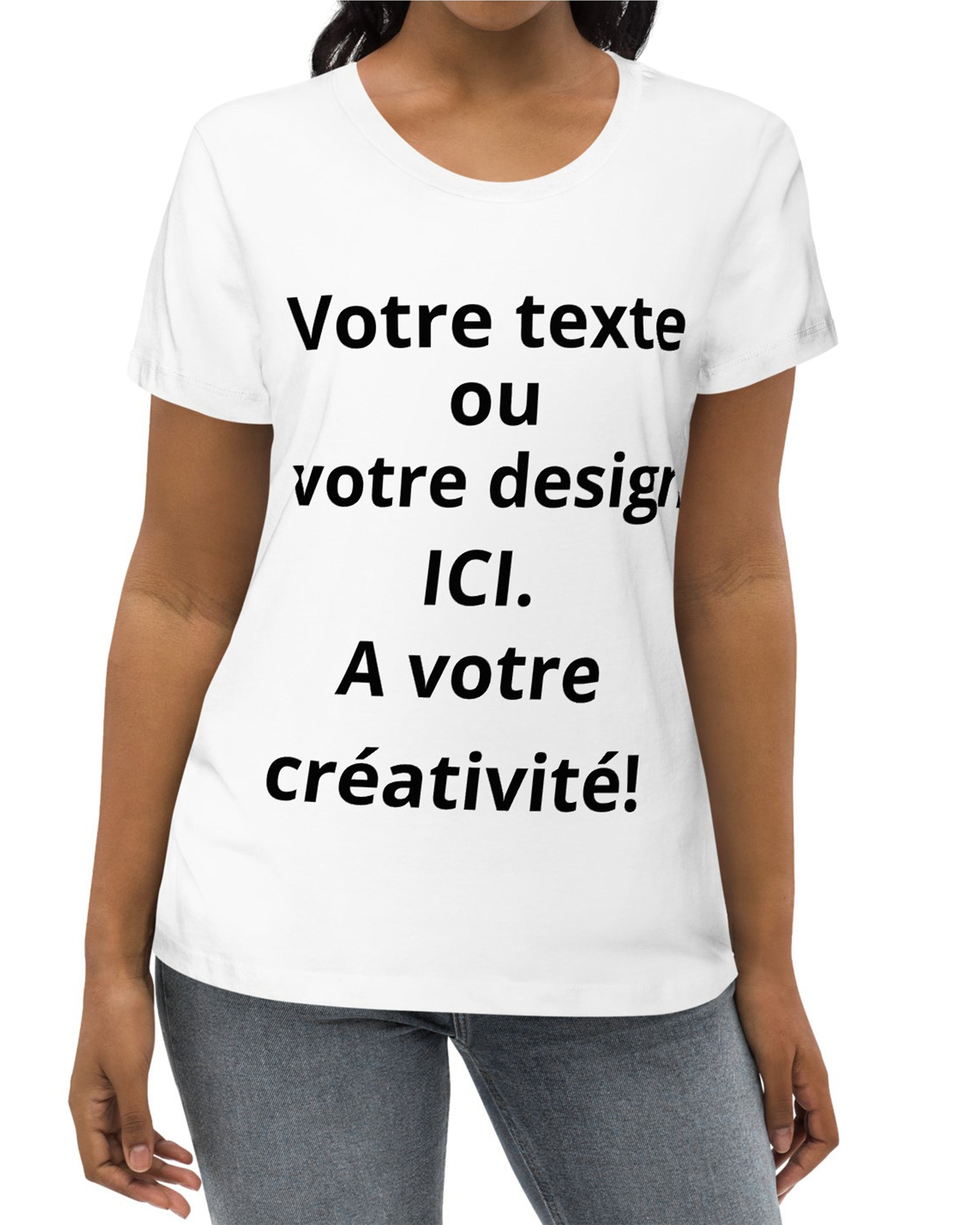 T-shirt moulant écologique femme blanc - Personnalisable#couleur_blanc