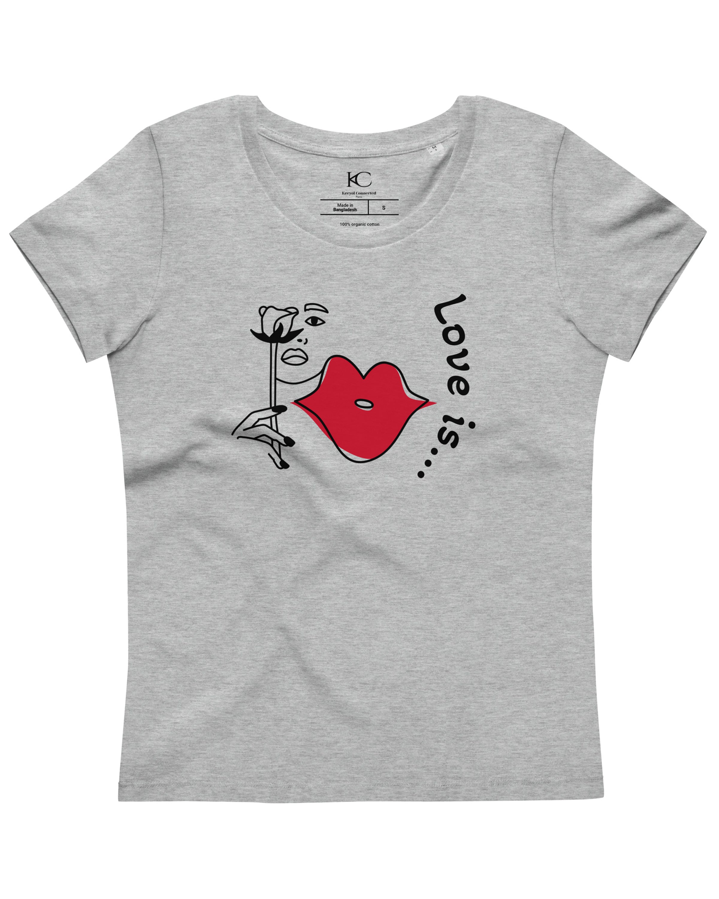 T-shirt moulant écologique femme gris chiné - Love is...#couleur_gris chiné