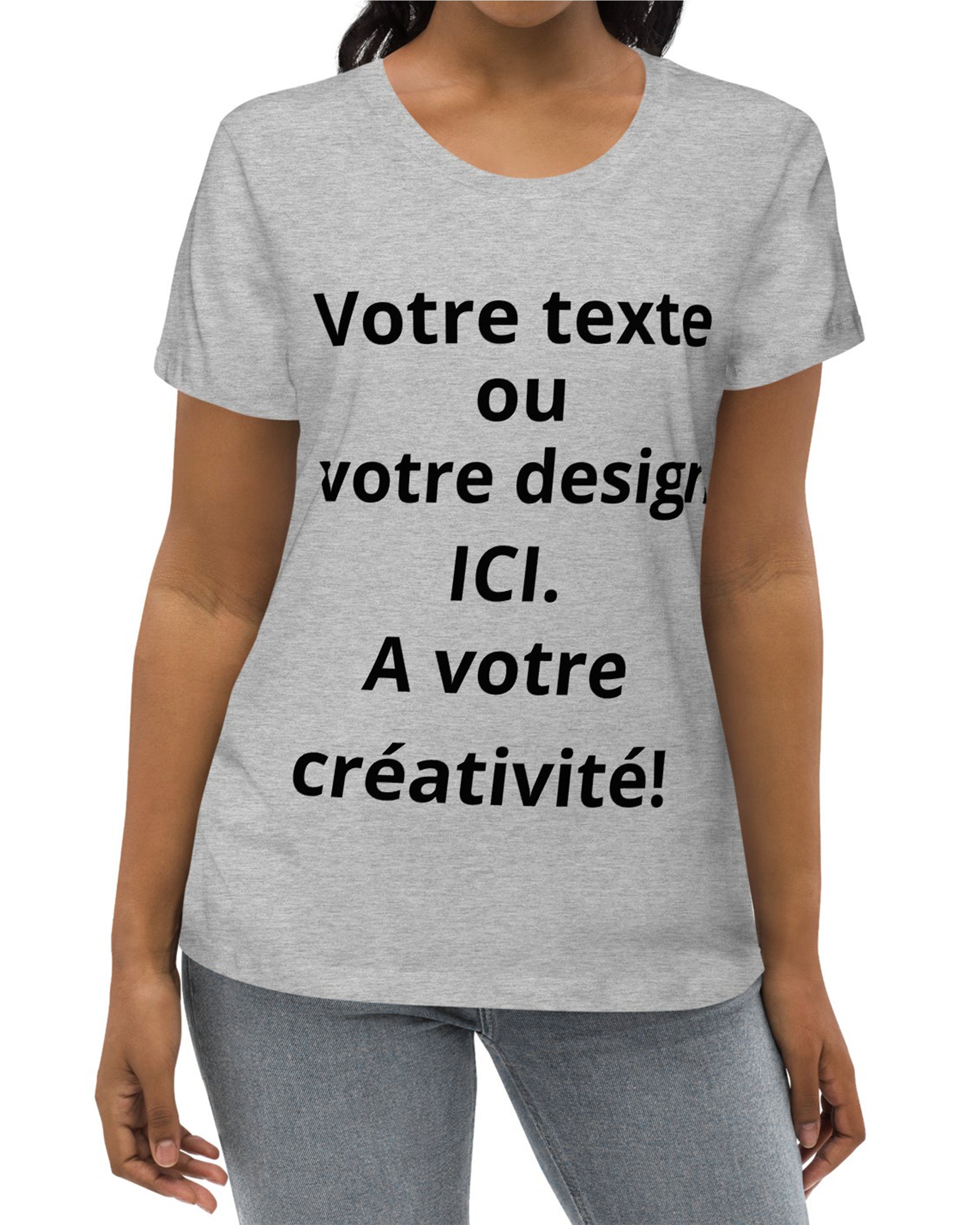 T-shirt moulant écologique femme gris chiné - Personnalisable#couleur_gris chiné