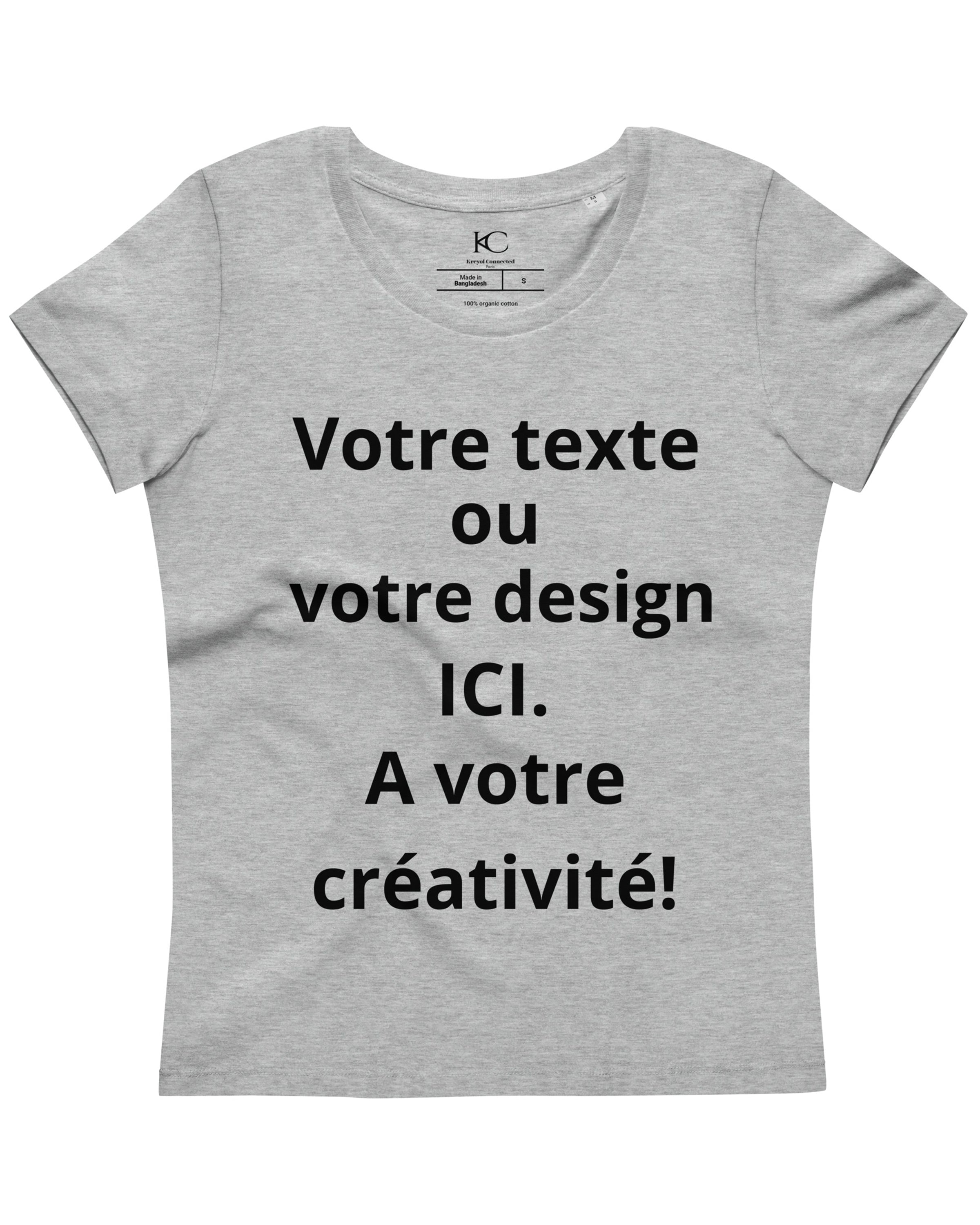 T-shirt moulant écologique femme gris chiné - Personnalisable#couleur_gris chiné