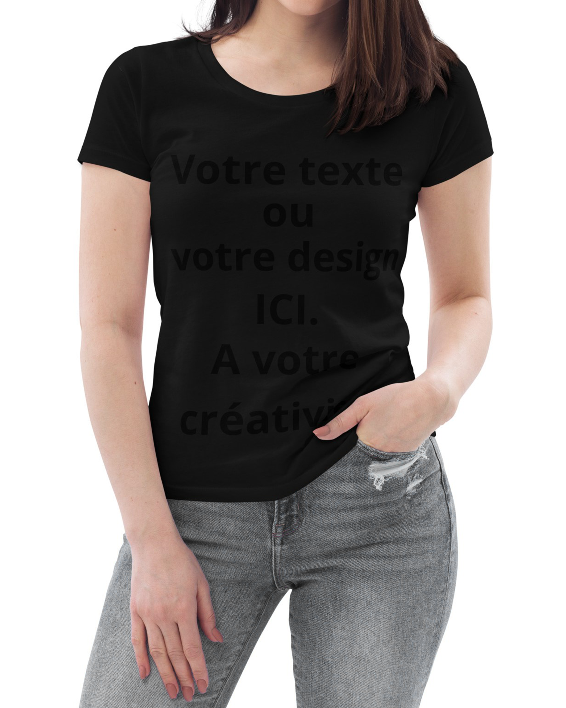 T-shirt moulant écologique femme noir - Personnalisable#couleur_noir