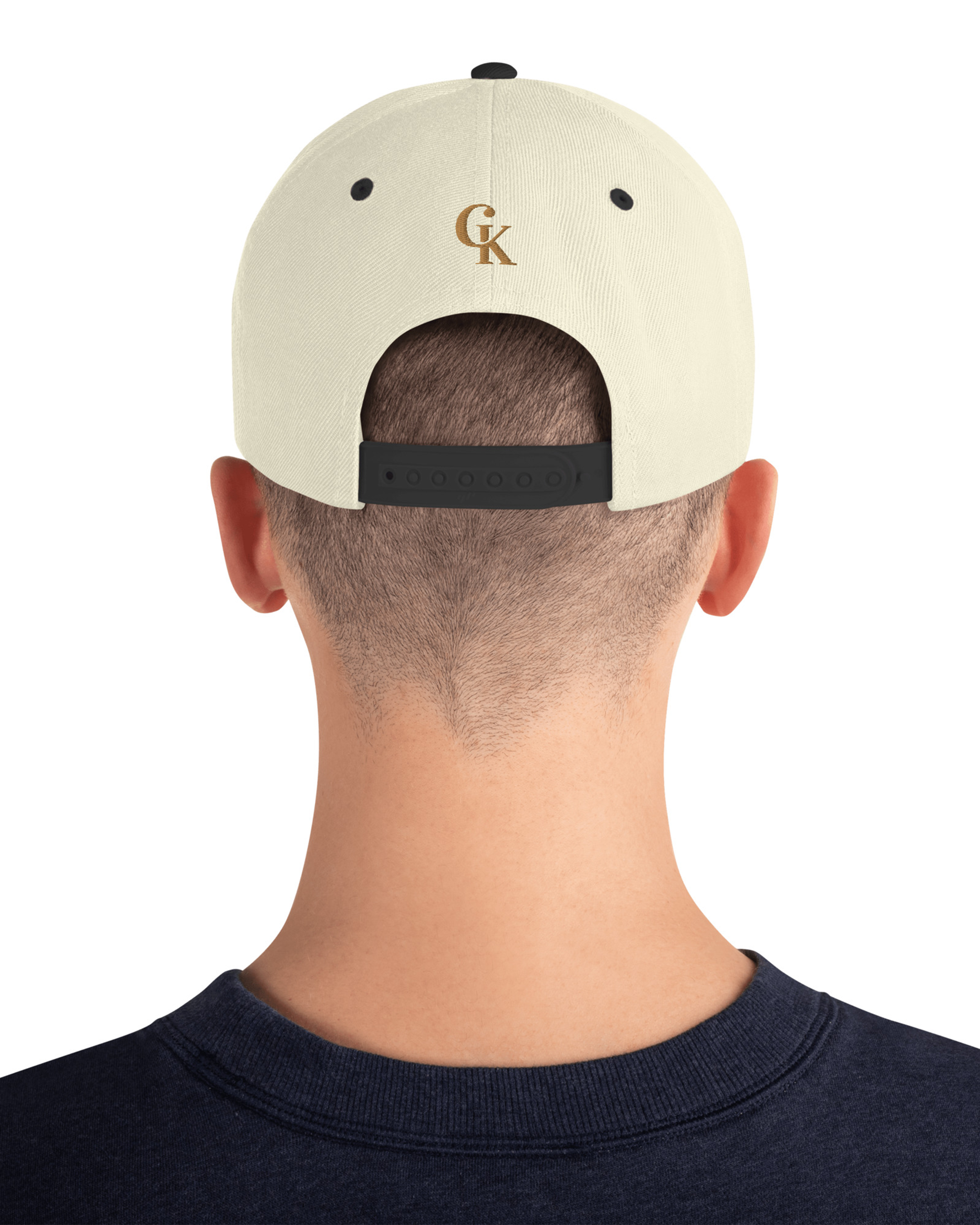 Casquette snapback classique beige claire noir - Mahé#couleur_beige clair / noir