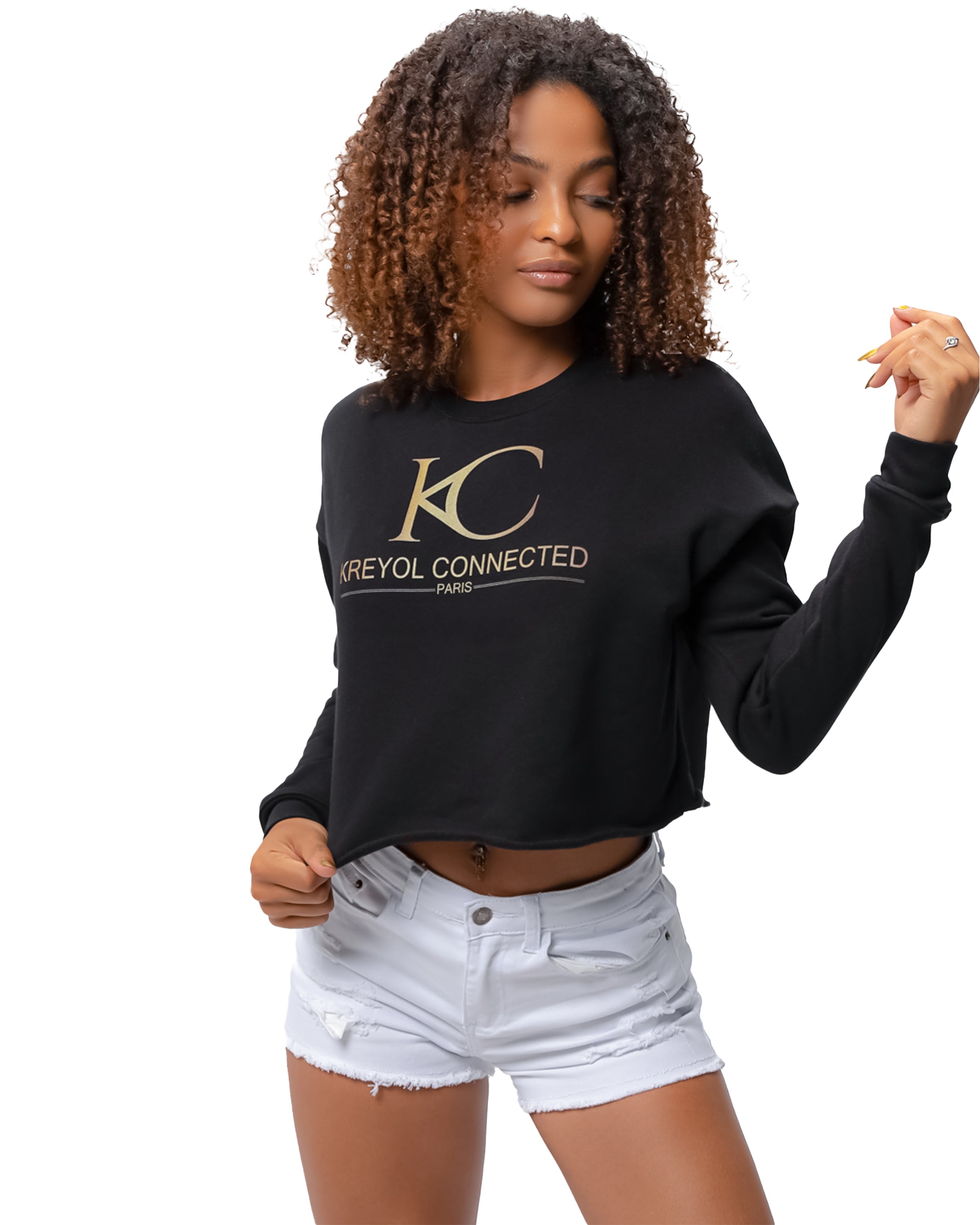 Crop Sweatshirt femme noir - Goyave#couleur_noir