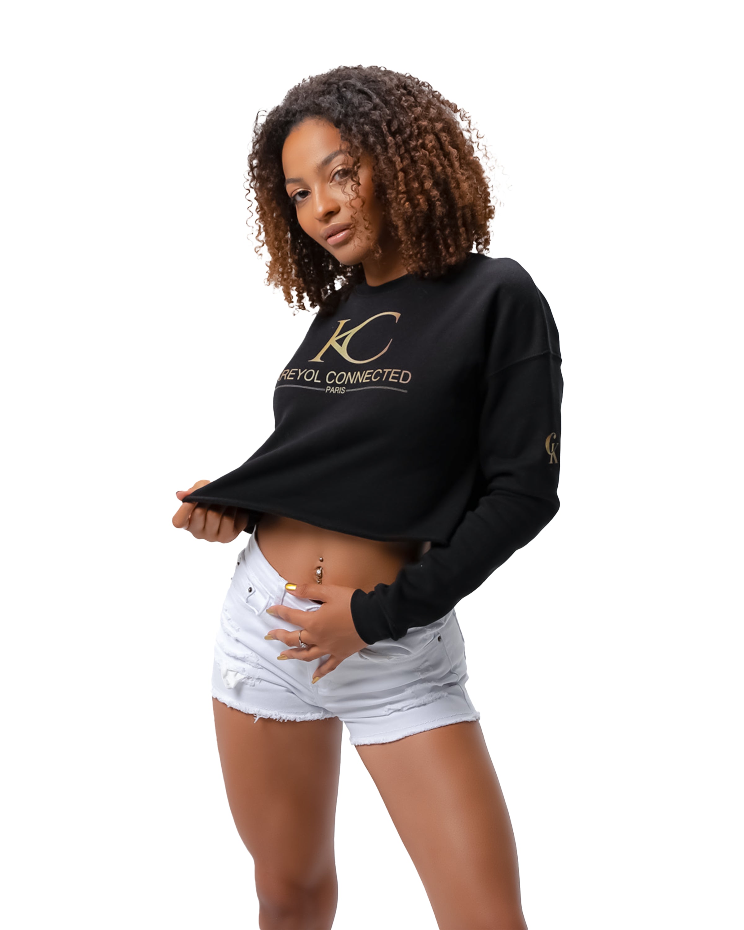 Crop Sweatshirt femme noir - Goyave#couleur_noir