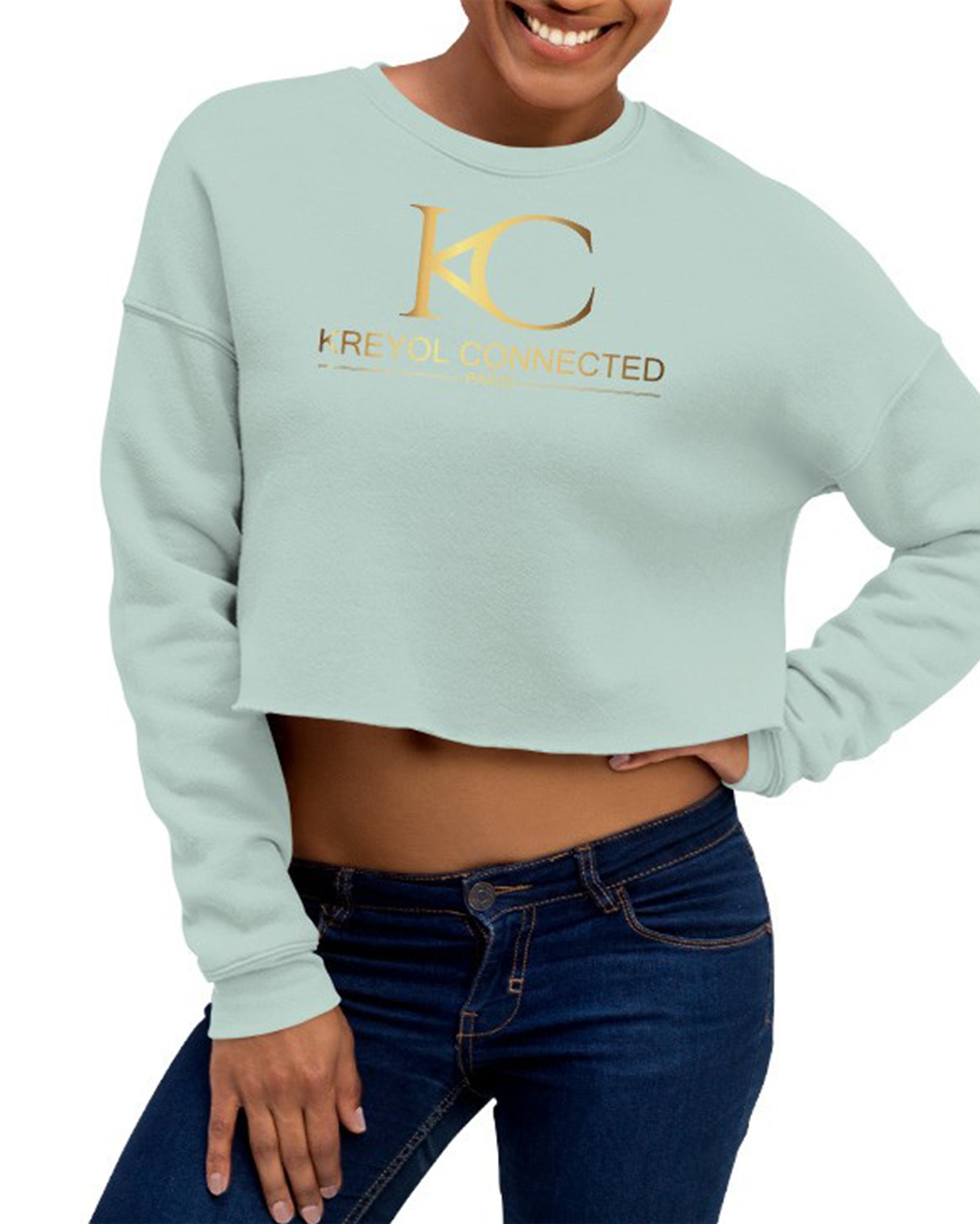 Crop Sweatshirt femme dusty blue - Goyave#couleur_dusty blue