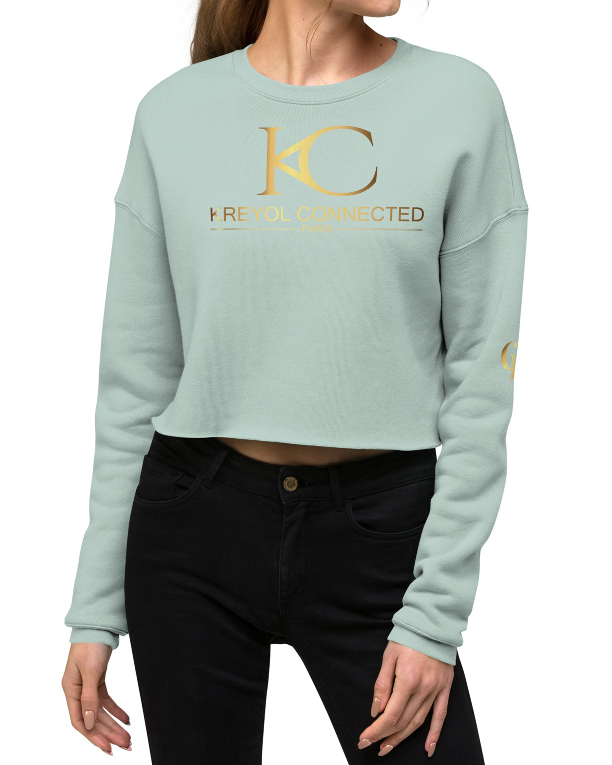 Crop Sweatshirt femme dusty blue - Goyave#couleur_dusty blue