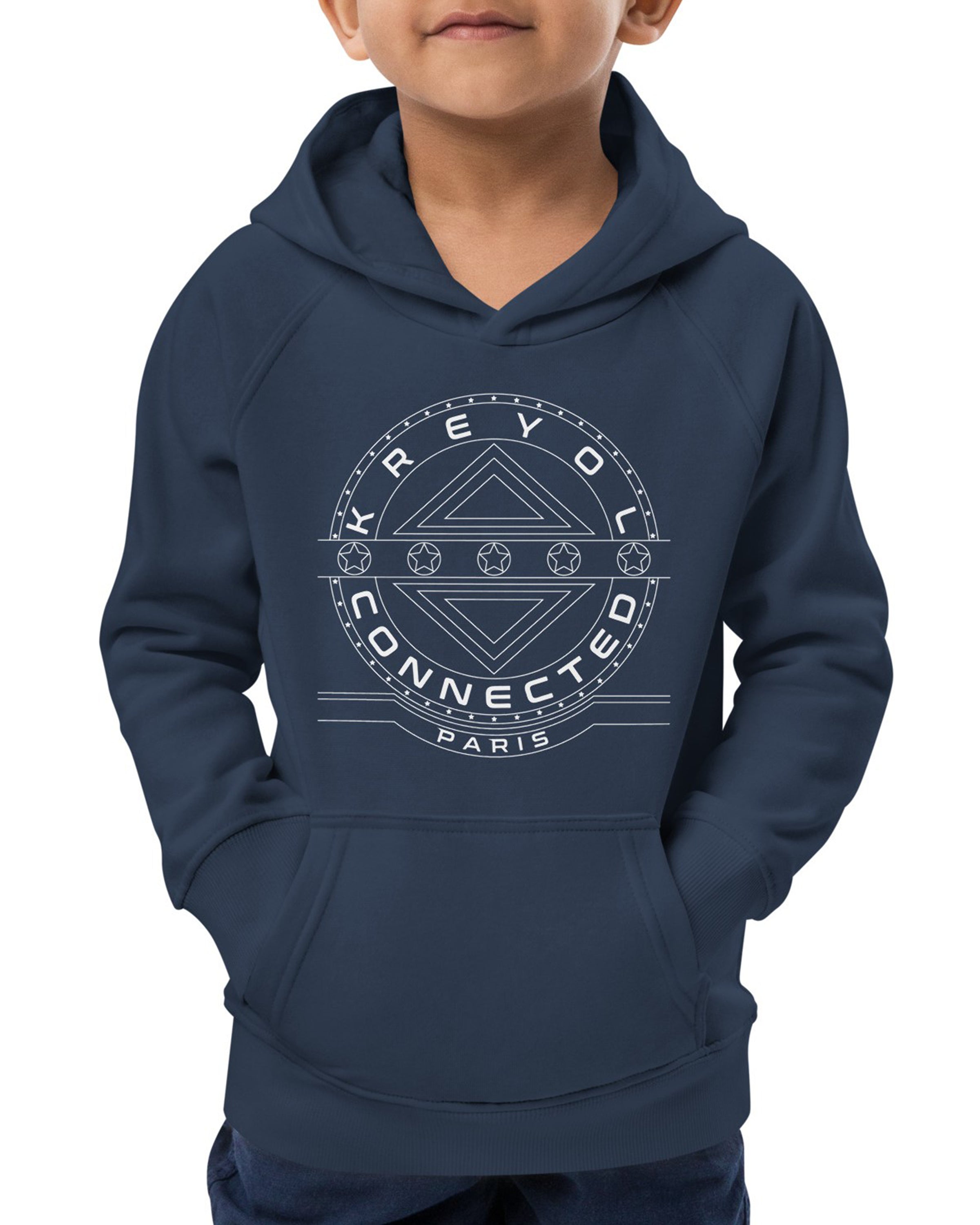 Sweat à capuche écologique enfant unisexe french navy - Berly#couleur_french navy