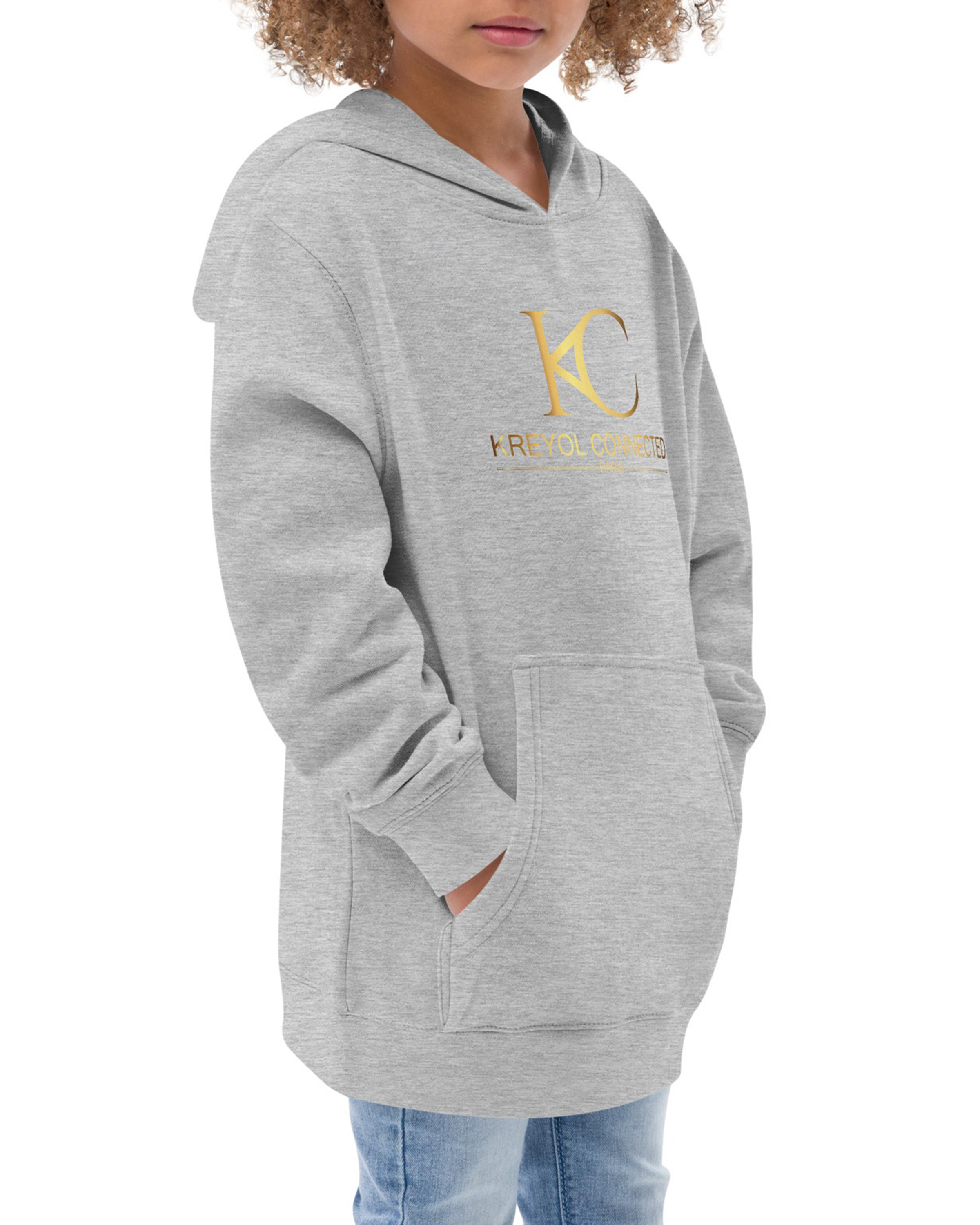 Sweat à capuche en polaire enfant gris chiné - Furcy#couleur_gris chiné