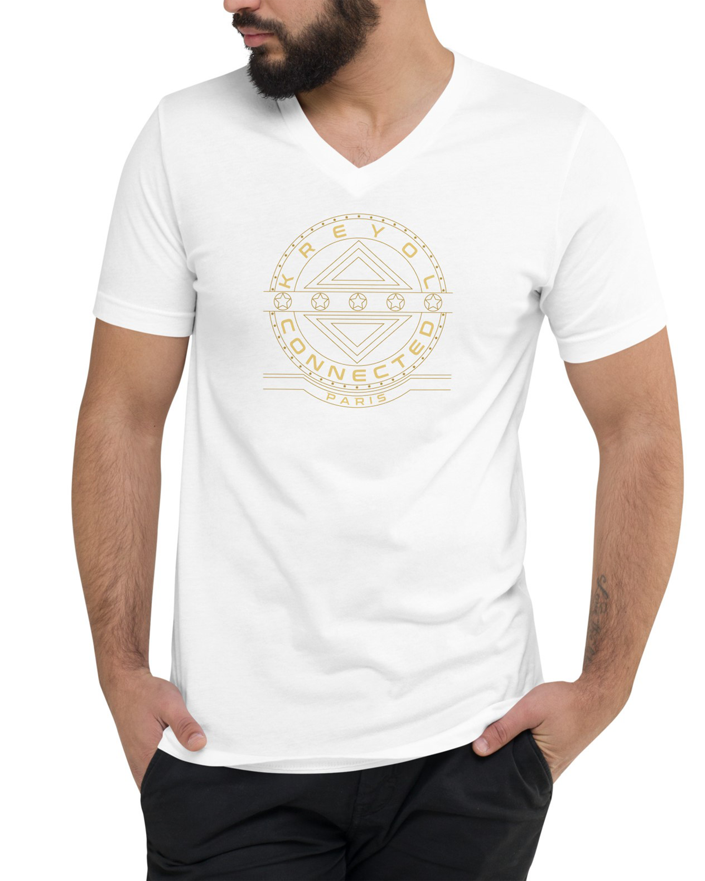 T-shirt col V unisexe blanc - Marigot#couleur_blanc