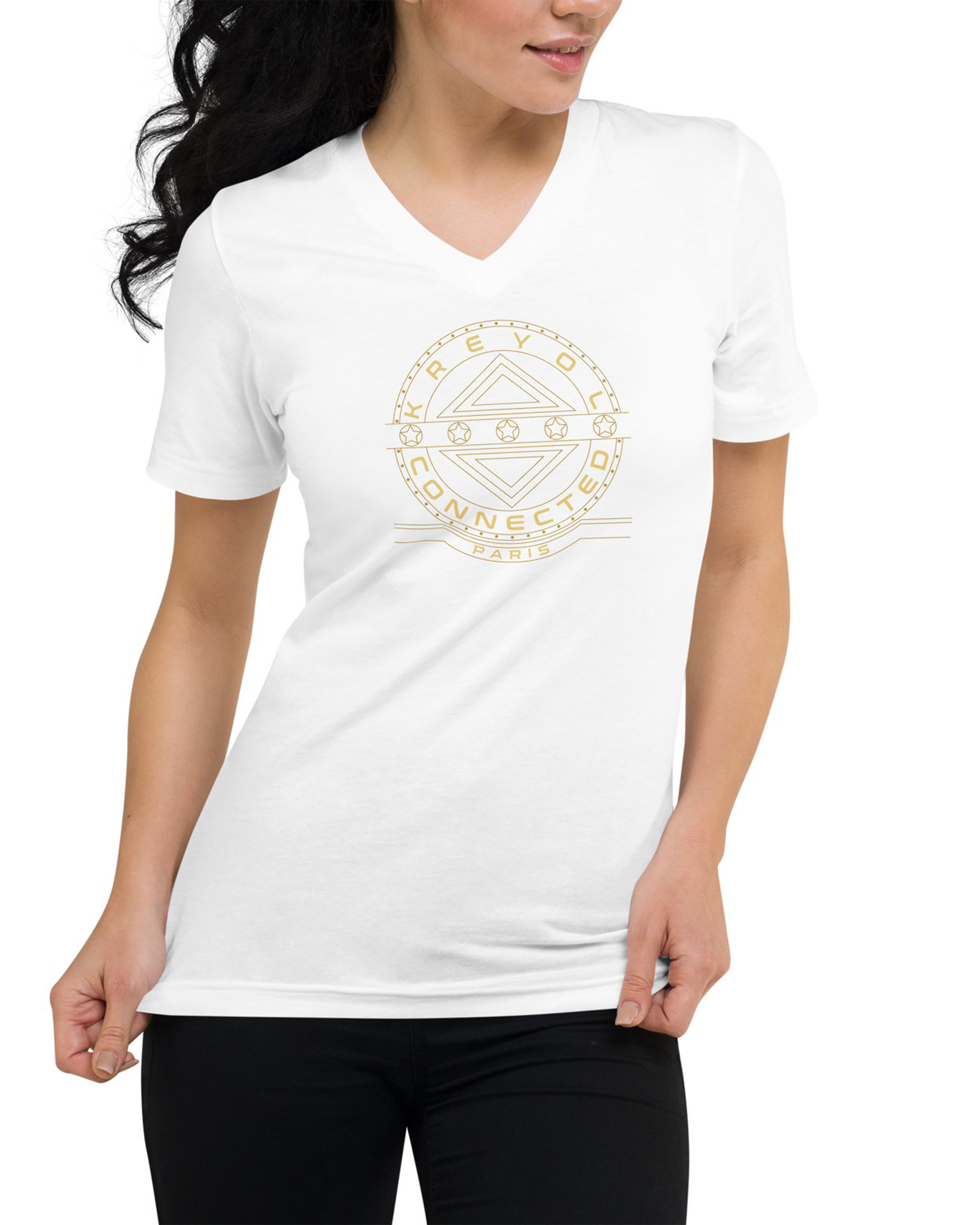 T-shirt col V unisexe blanc - Marigot#couleur_blanc