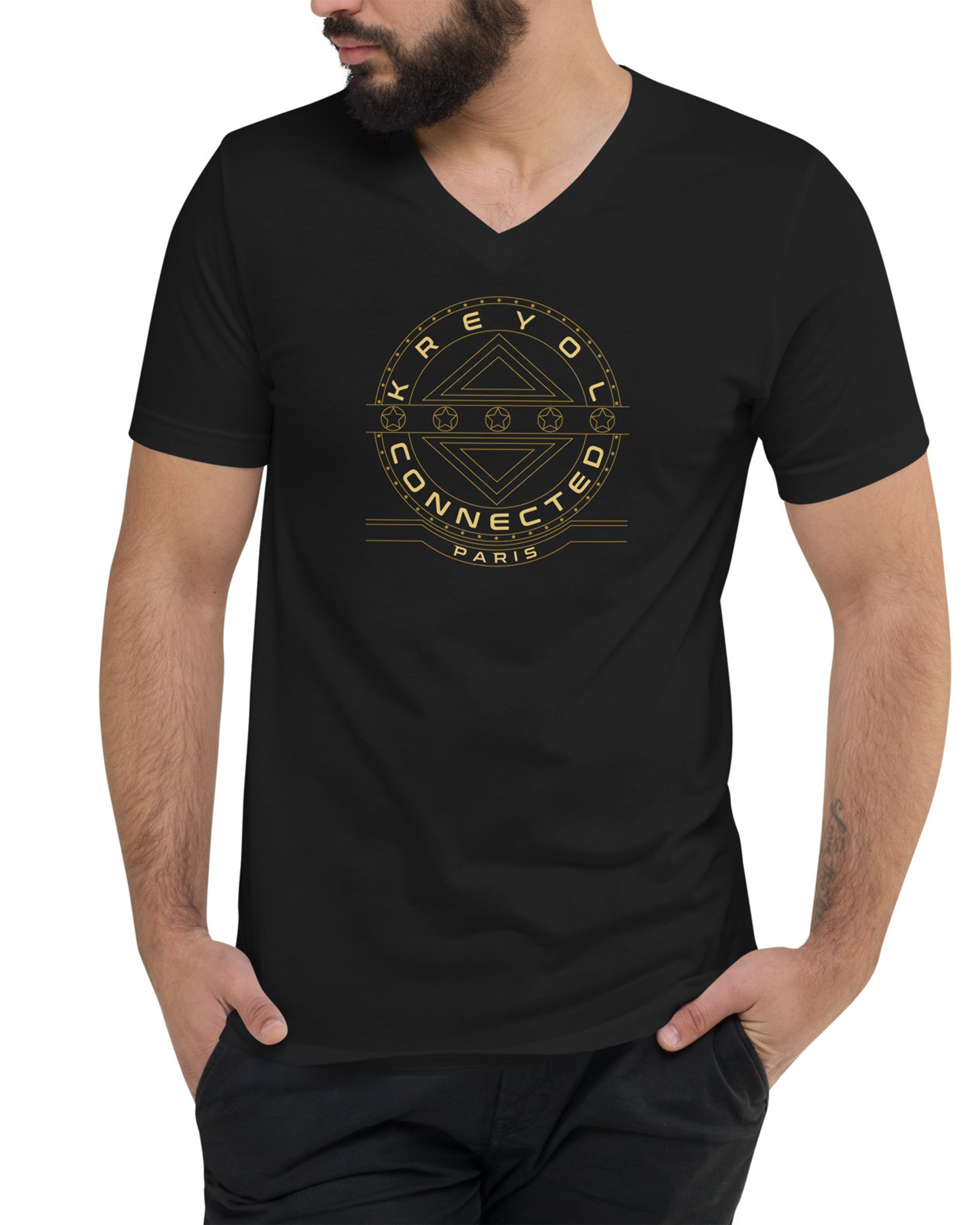 T-shirt col V unisexe noir - Marigot#couleur_noir