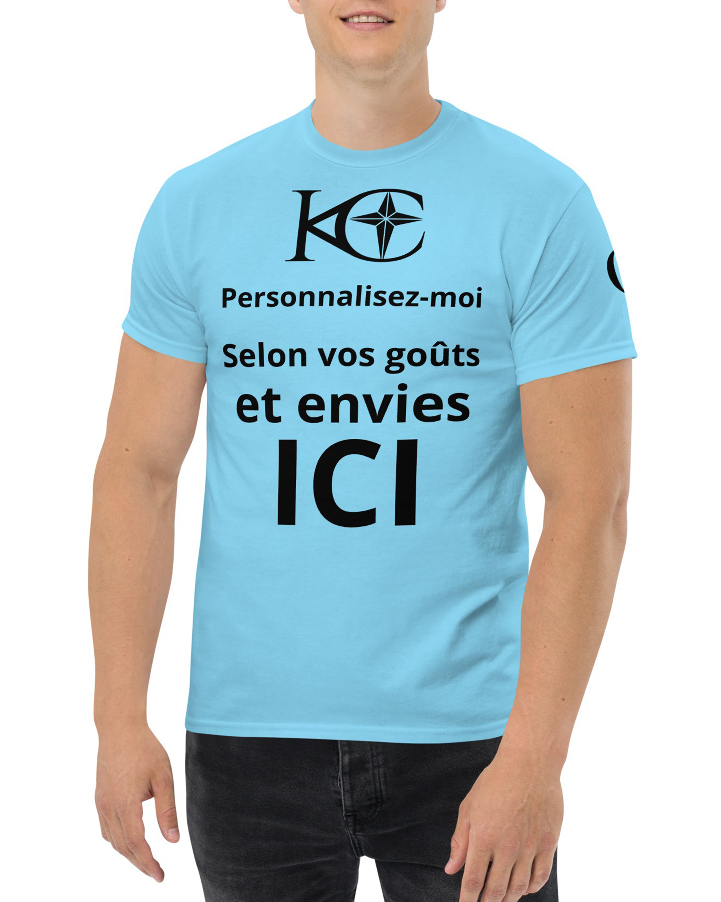 T-shirt homme à Manches Courtes Premium bleu ciel - Baila - Personnalisable#couleur_bleu ciel